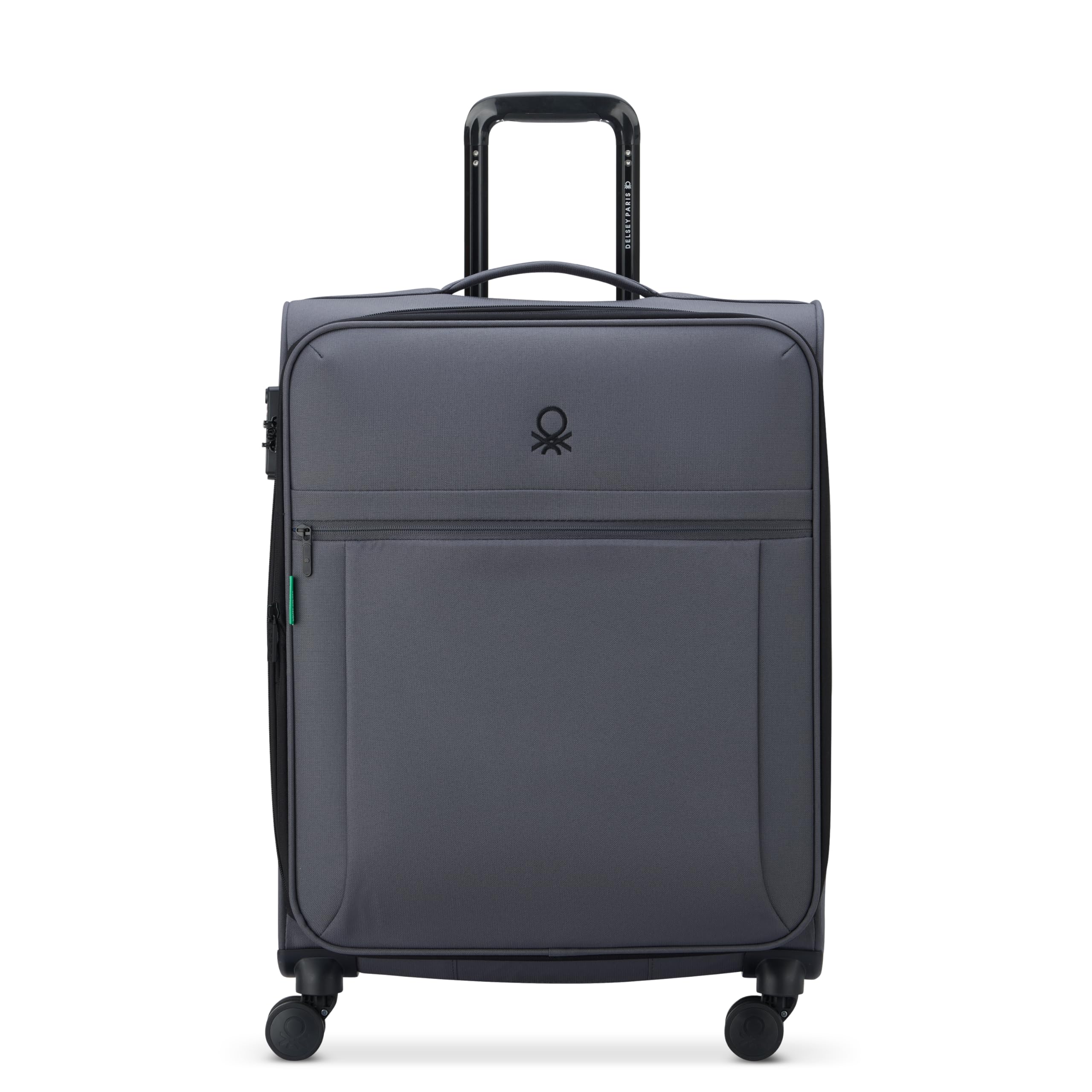 United Colors of Benetton Be Softside Expandable Luggage with Spinner Wheels, Anthracite, Checked-Medium 23 Inch