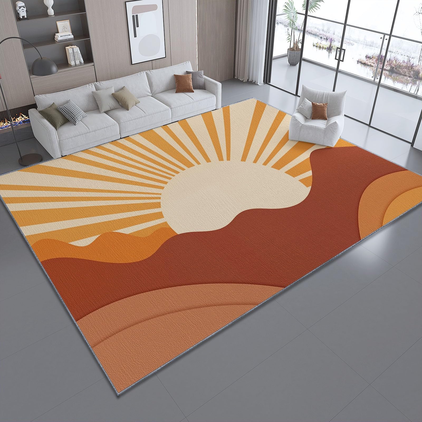 Tapis de salon idéal pour les zones à forte circulation orange 90x150