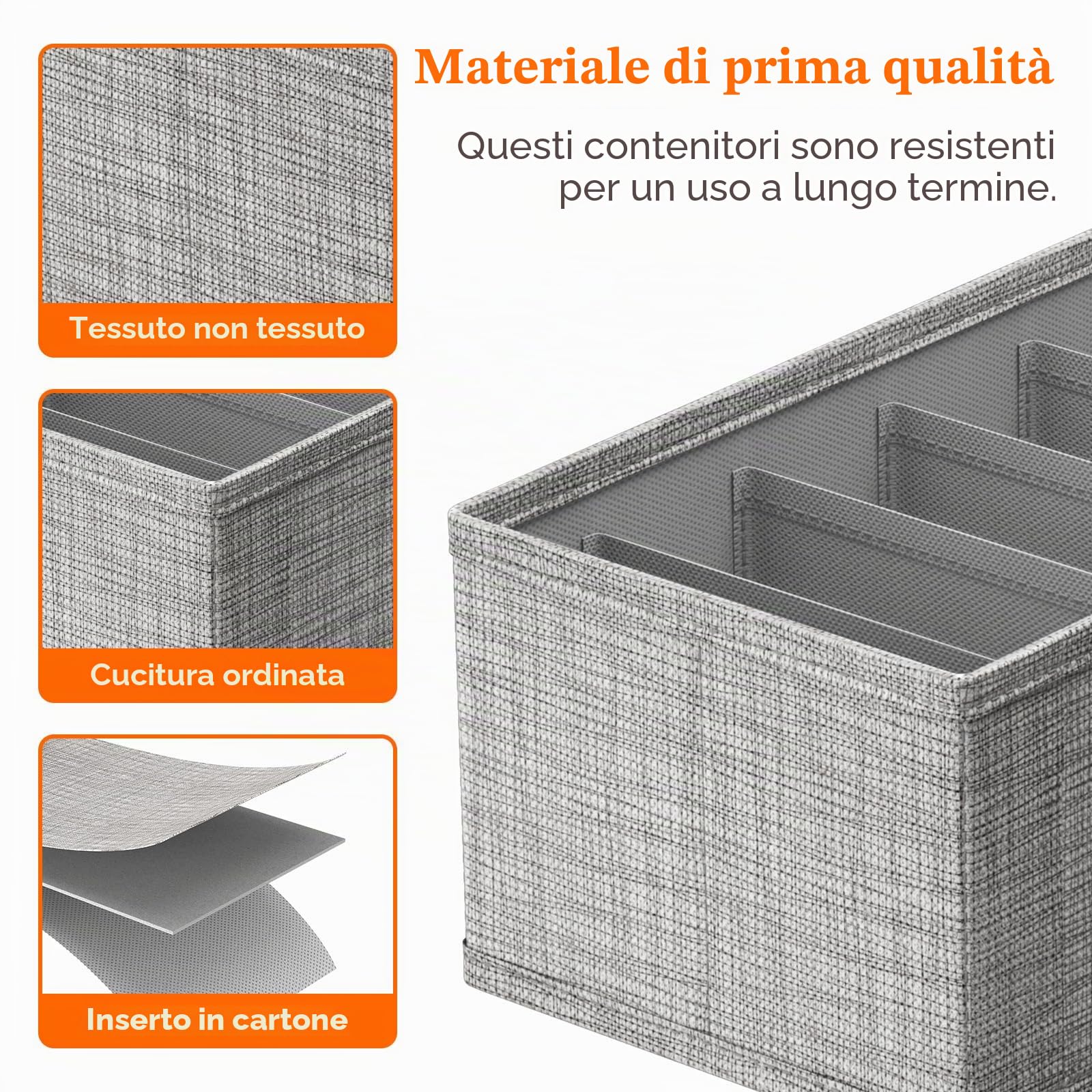 Lifewit Set di 10 Organizer Cassetti per Cassettiera, Divisori per Cassetti Pieghevole, Scatole Portaoggetti, Cassetti Armadio per Biancheria Intima, Vestiti Bambini, Calzini, Cravatte, Grigio