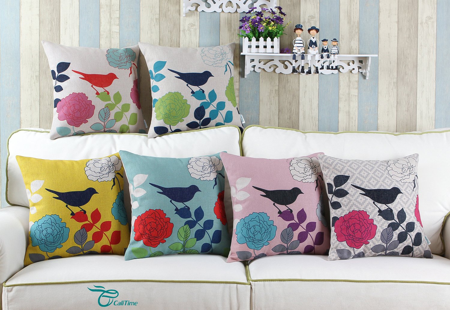 CaliTime Kissenbezug 30x50 Cm – Weicher Faux-Leinen Bezug Mit Reißverschluss, Viele Designs Für Sofa & Wohnzimmer