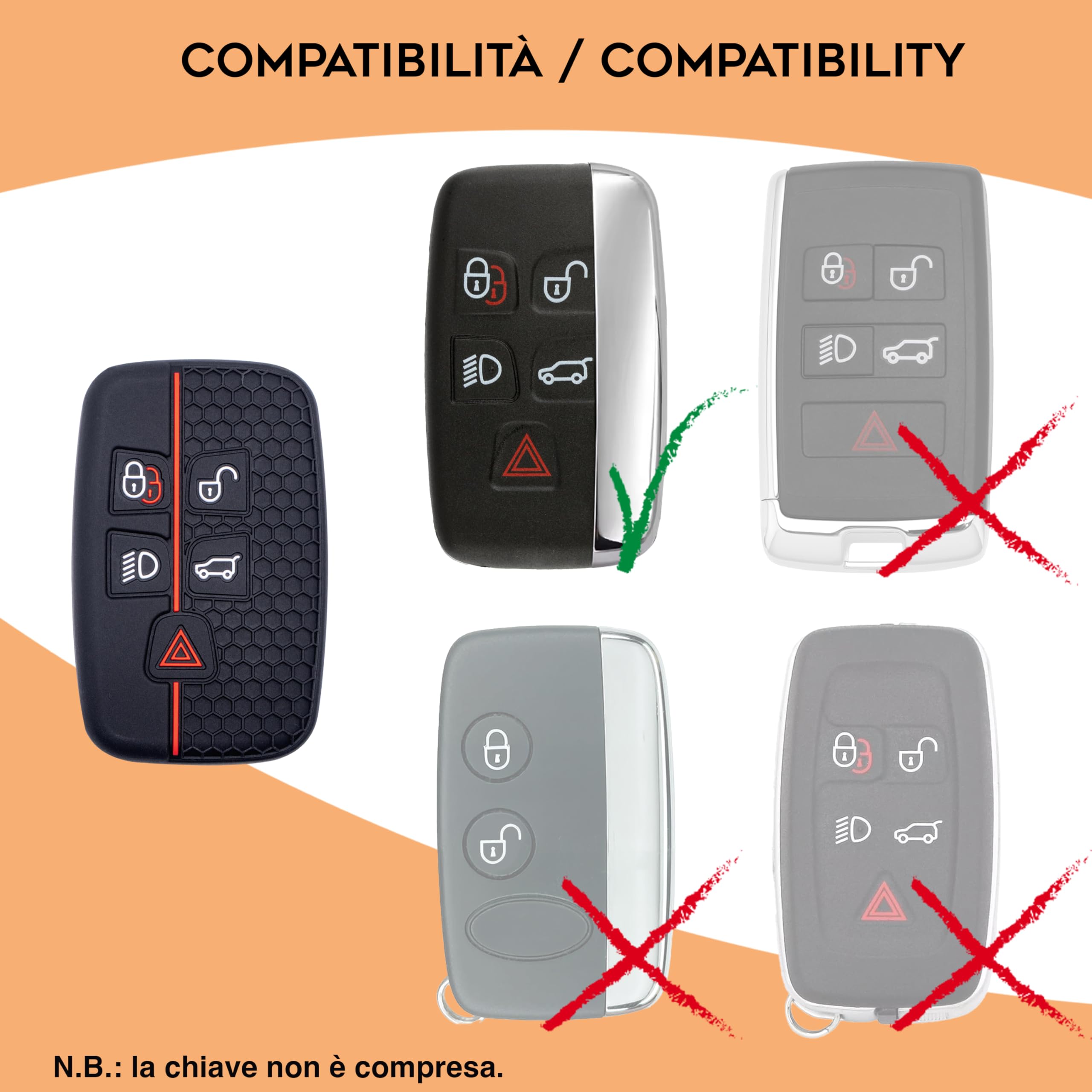 ontto Custodia per chiave auto Land Rover per LR2 LR4 Freelander2 Discovery, protezione per chiave telecomando intelligente per Range Rover Sport Evoque Velar, con portachiavi, strisce blu-rosse ontto Custodia per chiave auto Land Rover per LR2 LR4 Freelander2 Discovery, protezione per chiave telecomando intelligente per Range Rover Sport Evoque Velar, con portachiavi, strisce blu-rosse