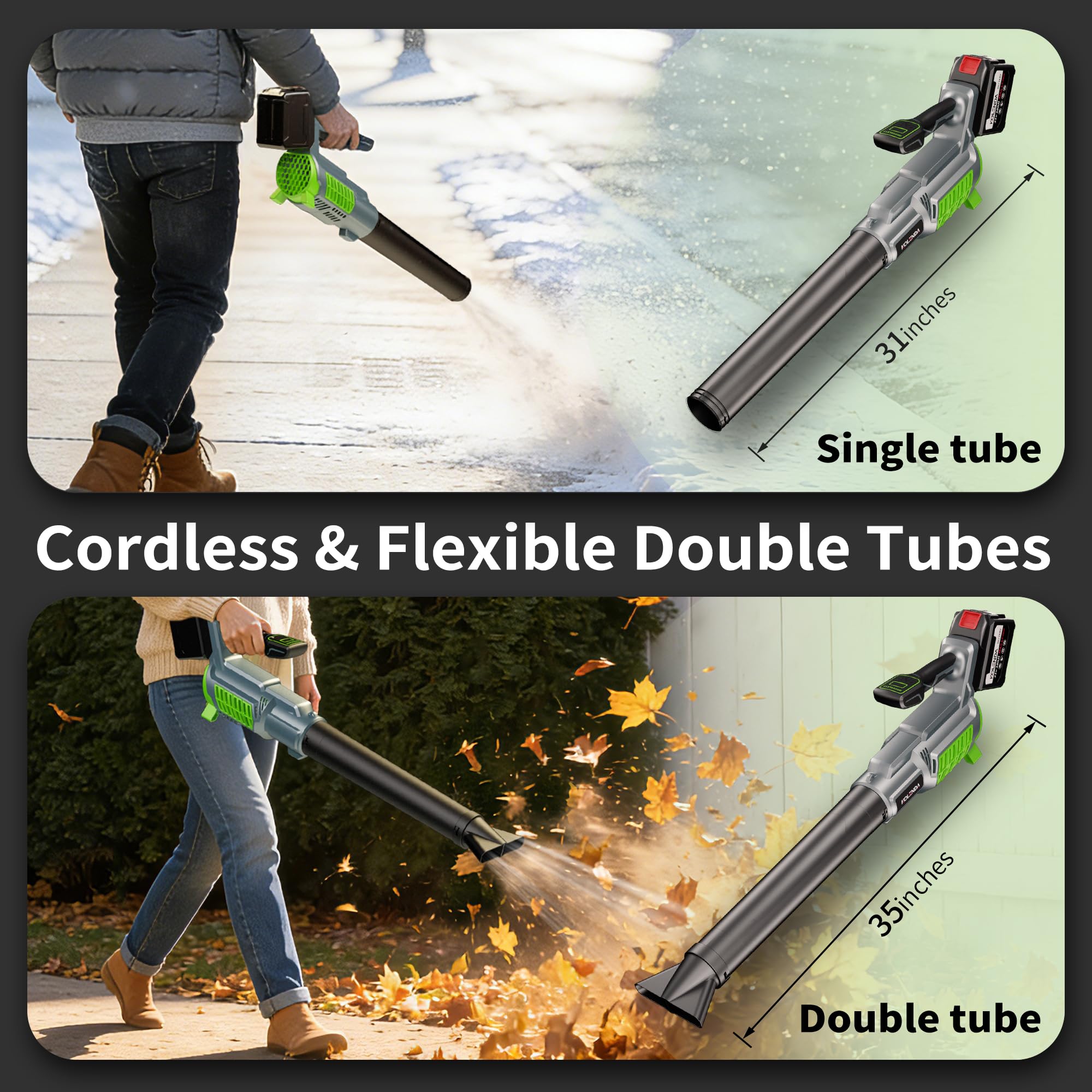 Soplador de hojas inalámbrico, potencia de 650 CFM y 335 MPH, ultraligero y portátil, 5 velocidades ajustables, con batería de 21 V y 10 Ah para césped, patio, hojas de polvo y eliminación de