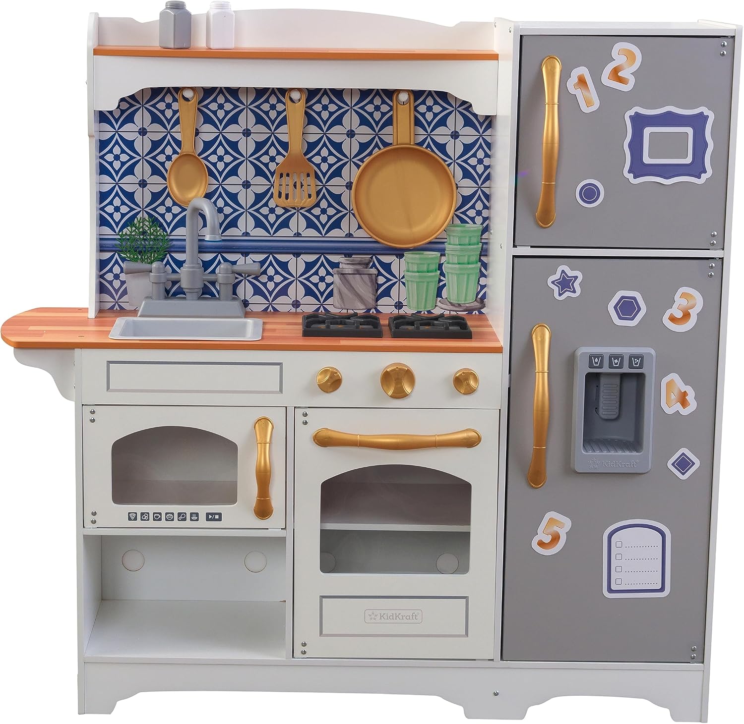 KidKraft Wooden Mosaic Magnetic Play Kitchen with Magnets, Multi