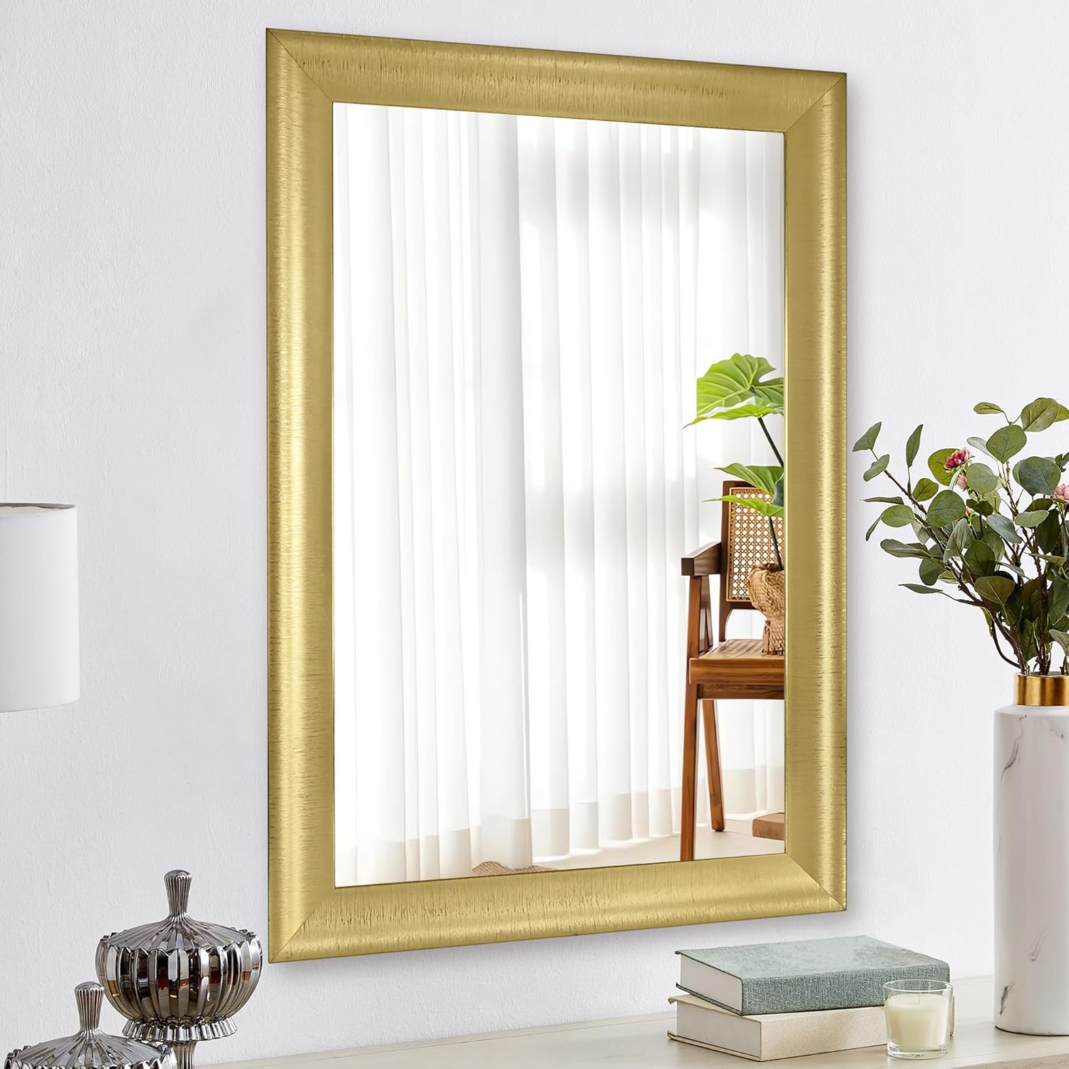 Tanmicoshomy Gold Framed Bathroom Mirror 20x30 Inch, Rectangle Wall Mirrors with Tempered Glass for Bathroom Living Room Bedroom or Hallway 30"L x 20"W Gold