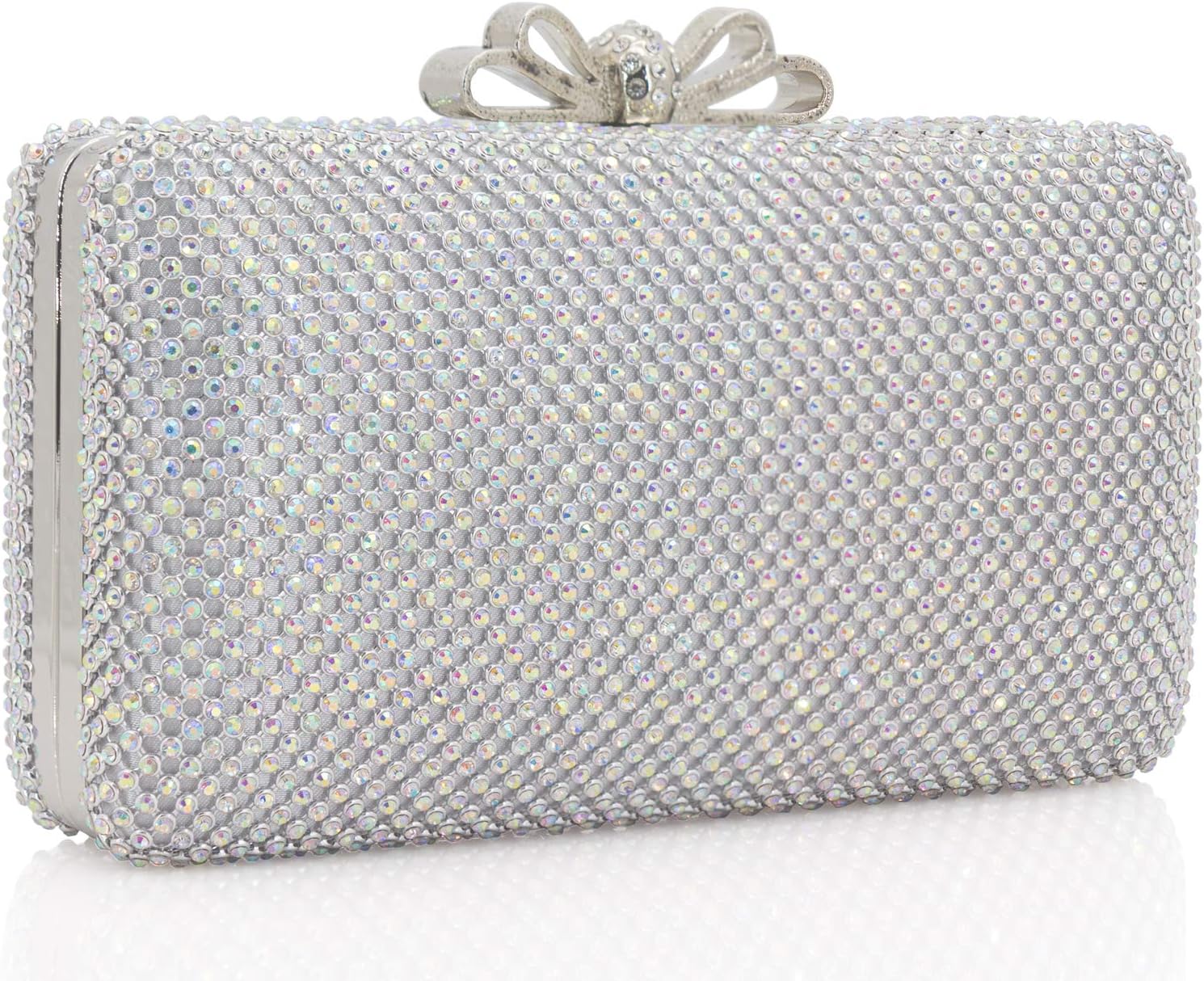 Dexmay Rhinestone Clutch Purse with Crystal Bow Clasp Evening Bag Wedding Party Dressy Handbag - Image 2