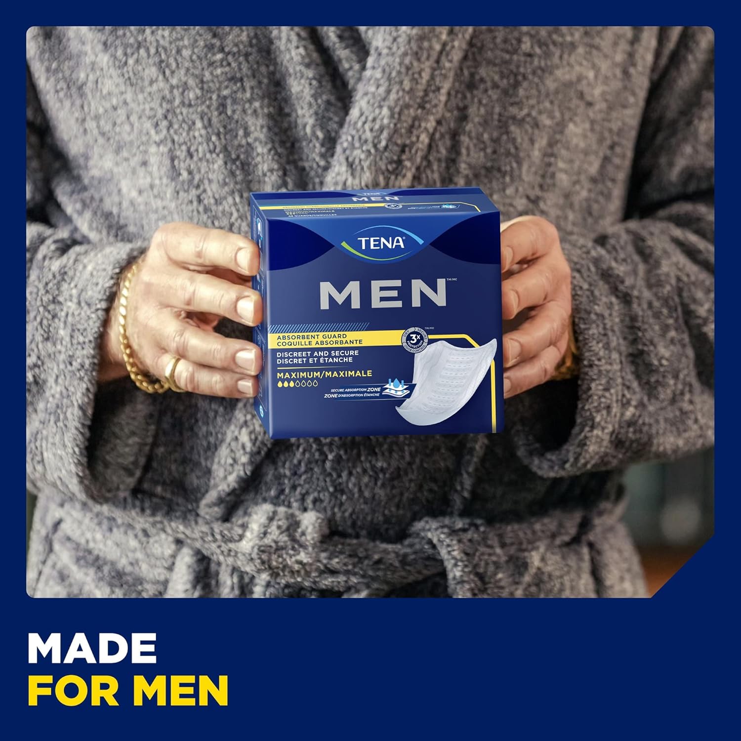 TENA Men Absorbent Guard - Maximum Bladder Control Pad for Adults, Disposable, Dry-Fast Core, Leakage Protection, Odor Control, 8 in., 20 Count, 6 Packs, 120 Total
