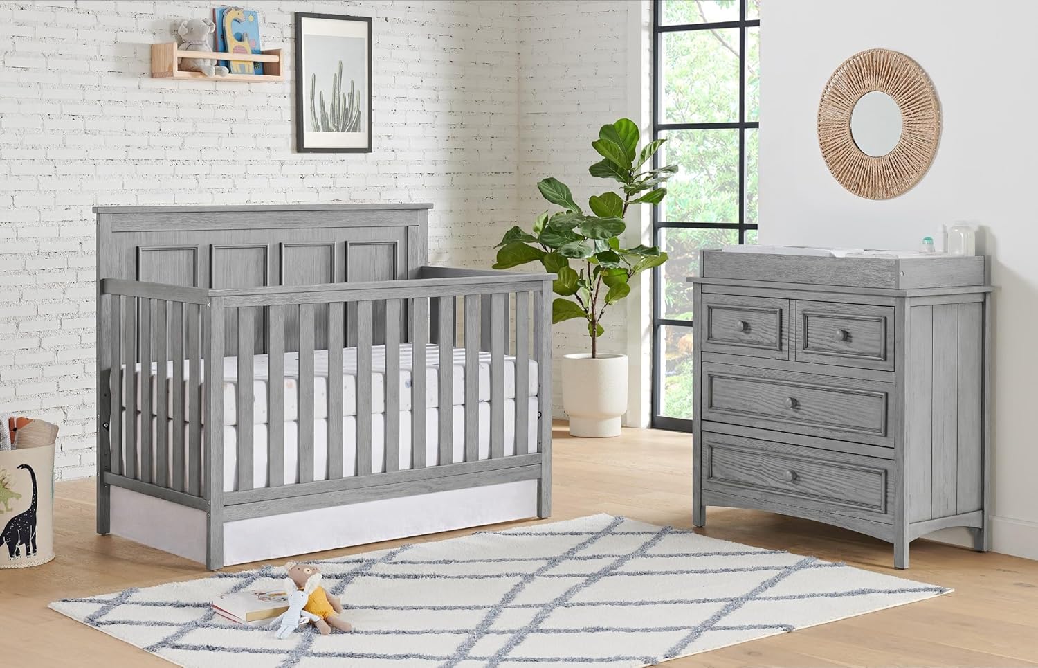Oxford Baby Bennett 4-in-1 Convertible Crib, Rustic Gray, GreenGuard Gold Certified