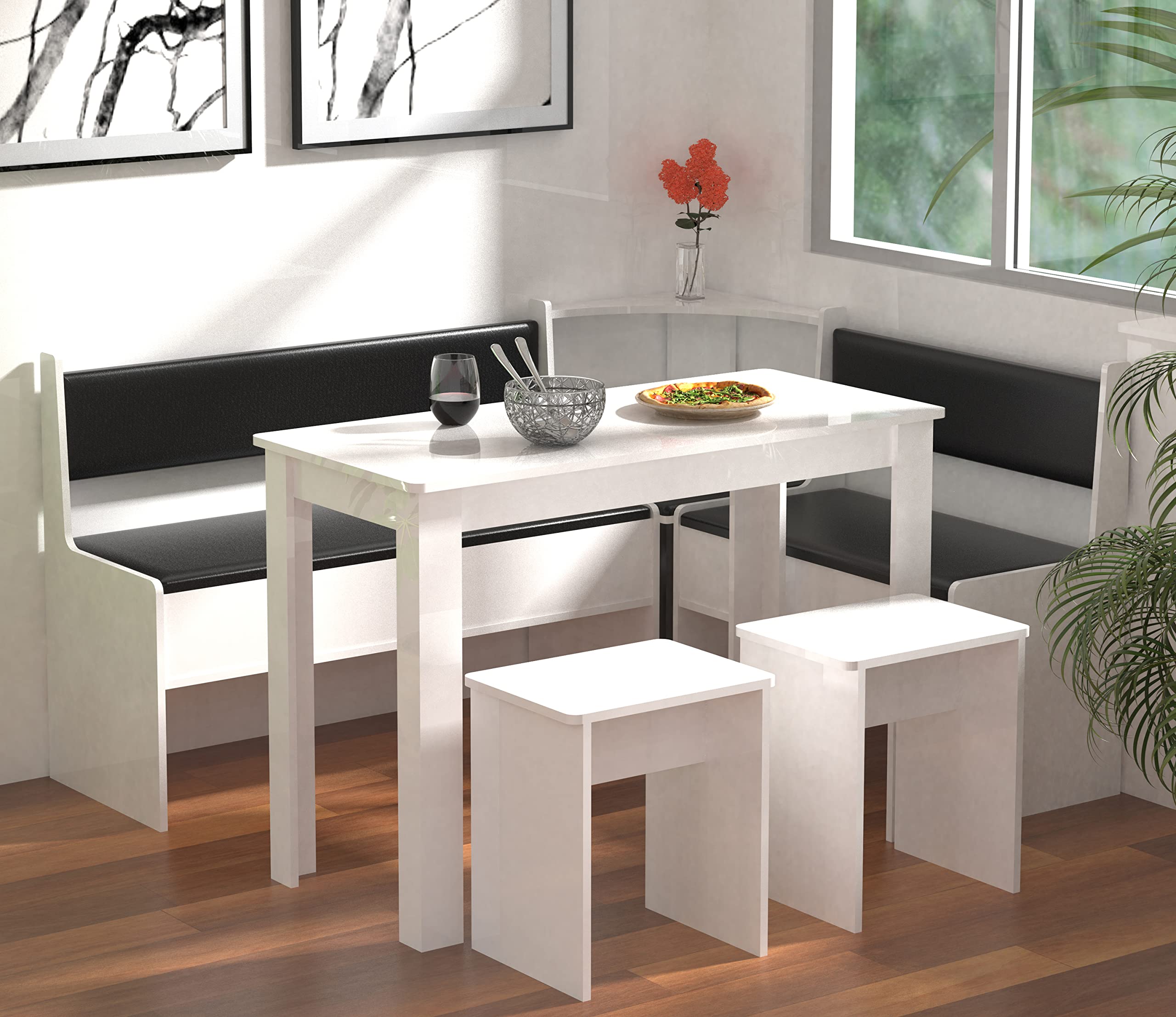 White Kitchen Table With Storage Bench 