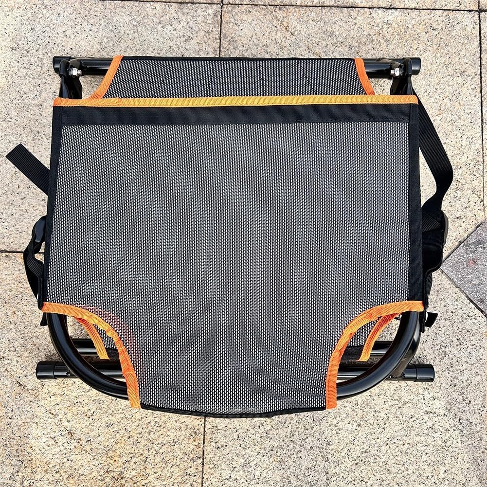 Asiento plegable portátil con respaldo ajustable, marco de aluminio, tela Teslin de secado rápido para canoa, señuelo, barco, pesca, camping, al aire libre, naranja y negro
