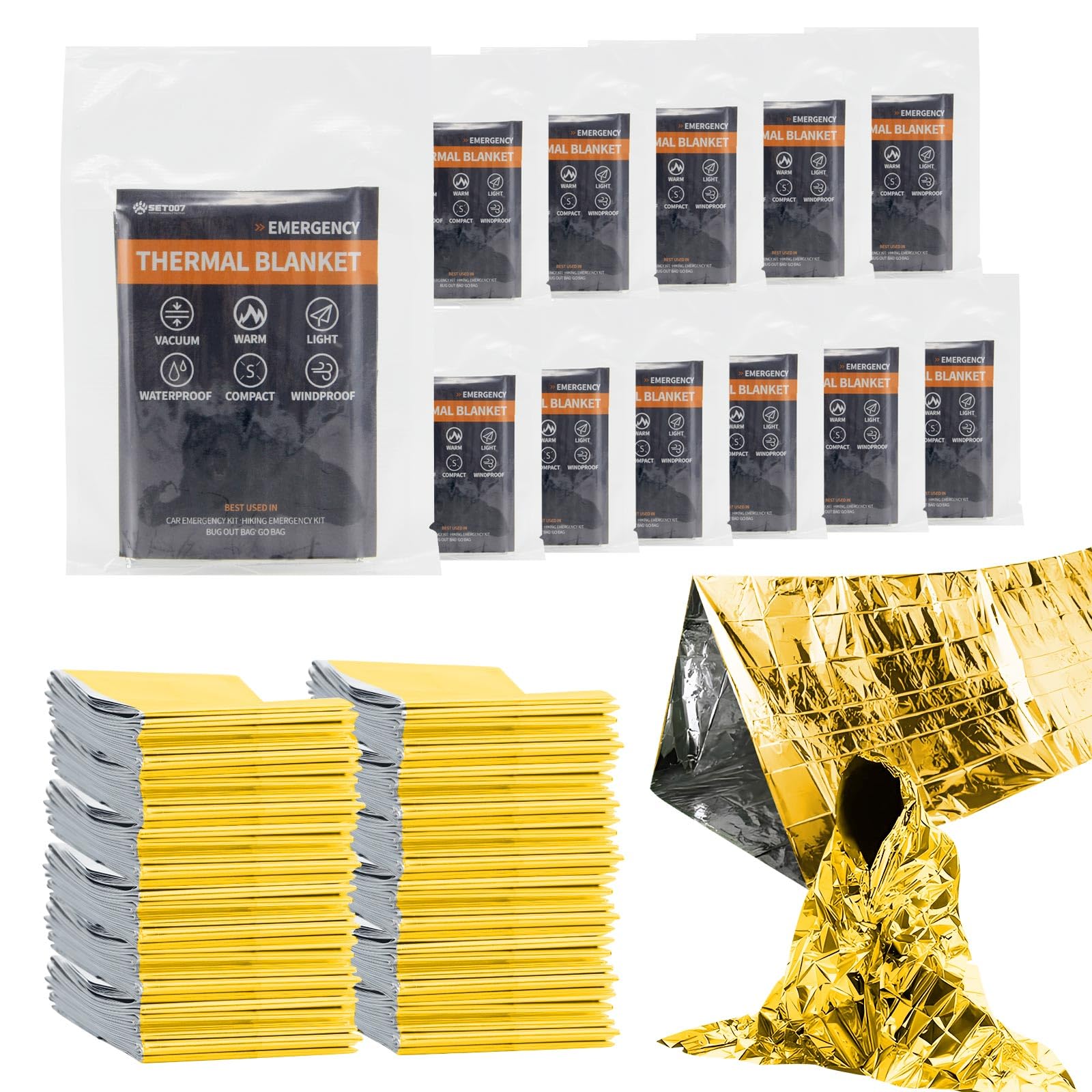 Emergency Mylar Blankets - 5 Pack for Survival -11 Emergency Mylar Blankets - 5 Pack for Survival -11