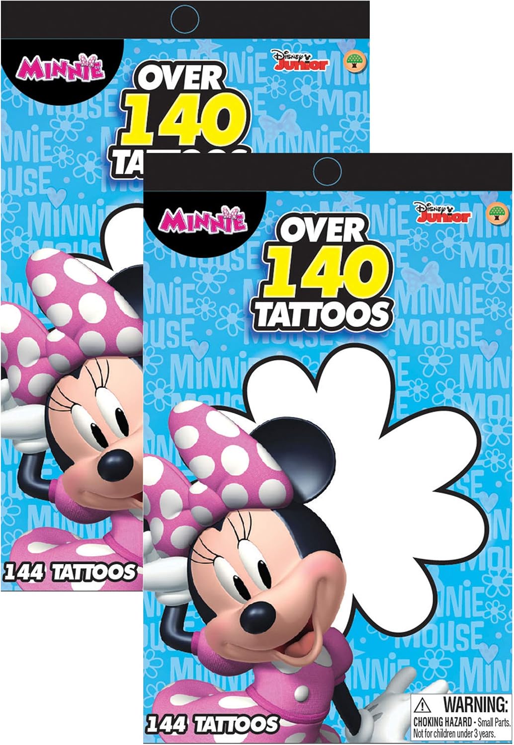 Disney Junior Minnie Mouse Bowtique Over 140 Temporary Tattoos Booklets - Easy to Apply and Remove, Smudge Proof, Cute Assorted Designs - Party Favors and Handouts (2pc Set)