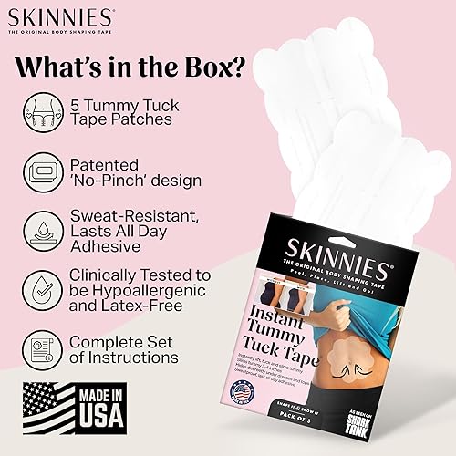 Miniatura 6 de Skinnies Instant Lifts - Cinta adhesiva para abdominoplastia patentada, fabricada en Estados Unidos, para vientre delgado de 3 a 4 pulgadas al