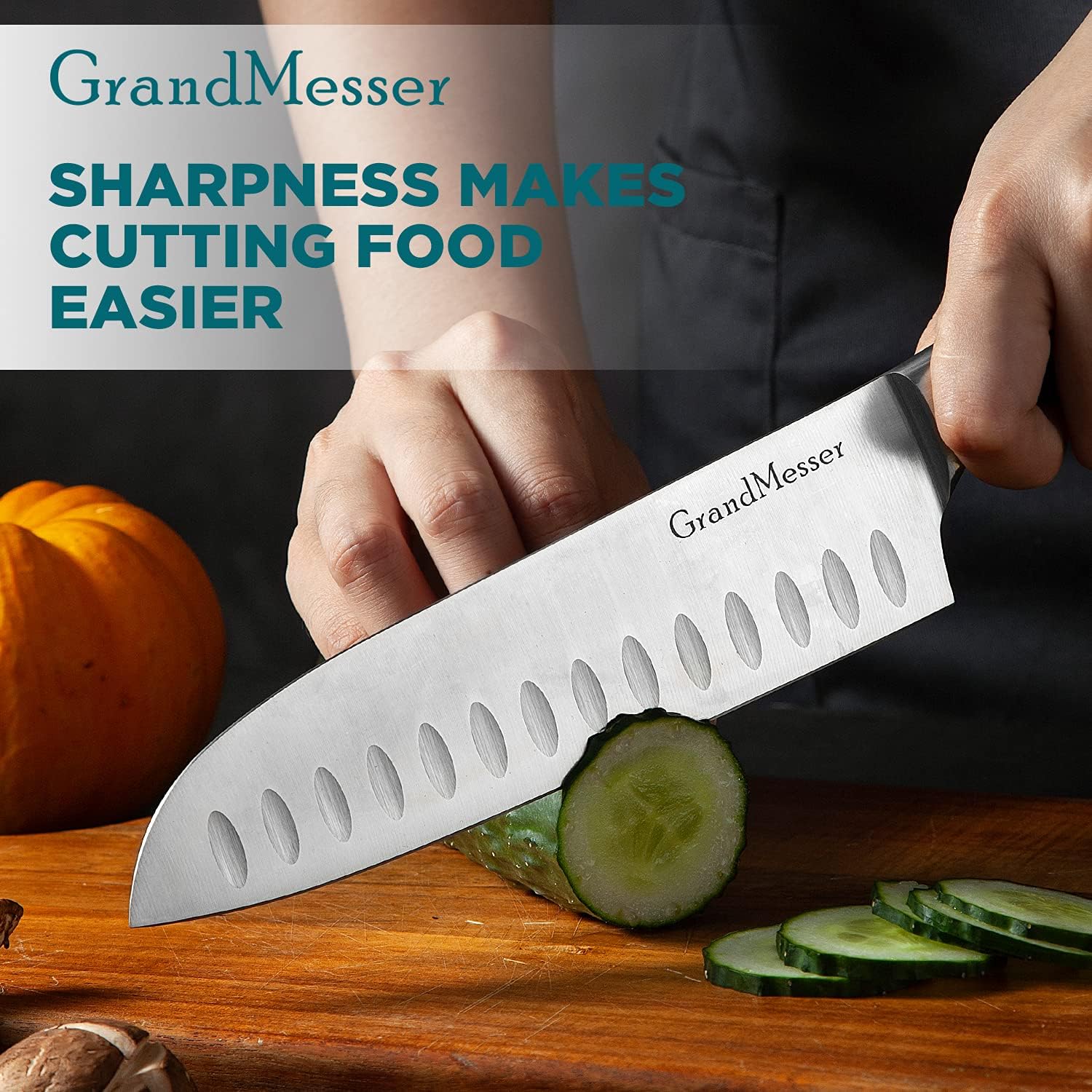 Blасk Frіdау Clеаrаnсе Santoku Knife - GrandMesser 7 inch Japanese Chef Knife - High Carbon Stainless Steel Cooking Knife with Ergonomic Wooden Handle and Gift Box Crаzу Clеаrаnсе Santoku Knife - GrandMesser 7 inch Japanese Chef Knife - High Carbon Stainless Steel Cooking Knife with Ergonomic Wooden Handle and Gift Box