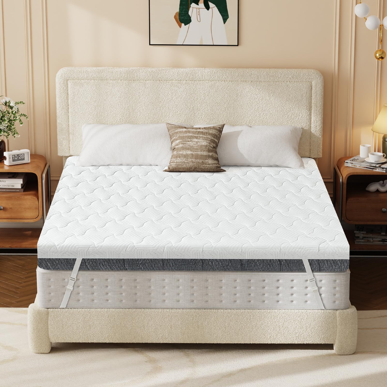 Extra Firm Mattress Topper Queen Size 3 Inch, Firm to Extra Firm Mattress Pad with Dual Sides Flippable for Back Pain Relief, High-Density Support Bed