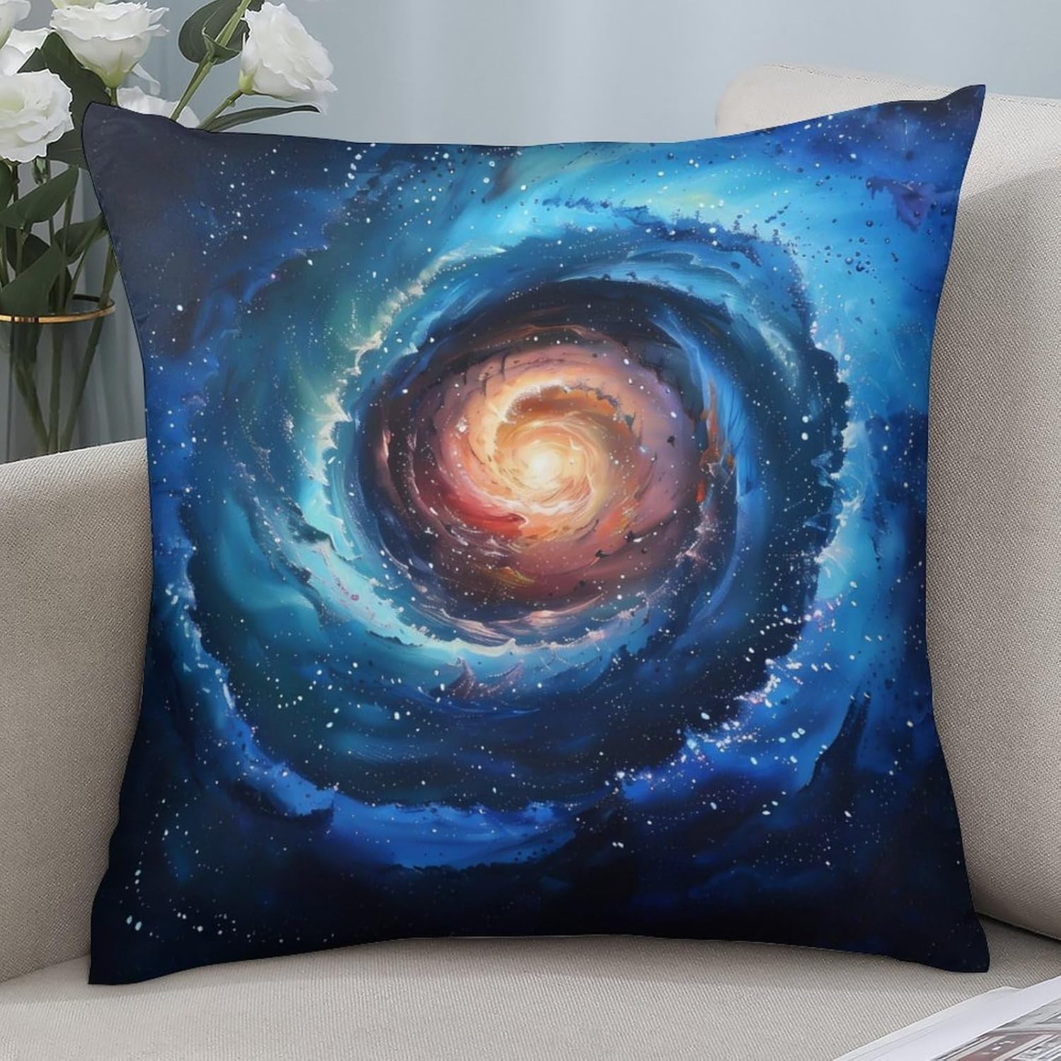 Spiral Galaxy Printed Throw Pillow Case 4 Pcs Soft Pillowcases Pillows Covers Sofa Bed Decor 12/14/16/17/18/20/22/24/32 Inches