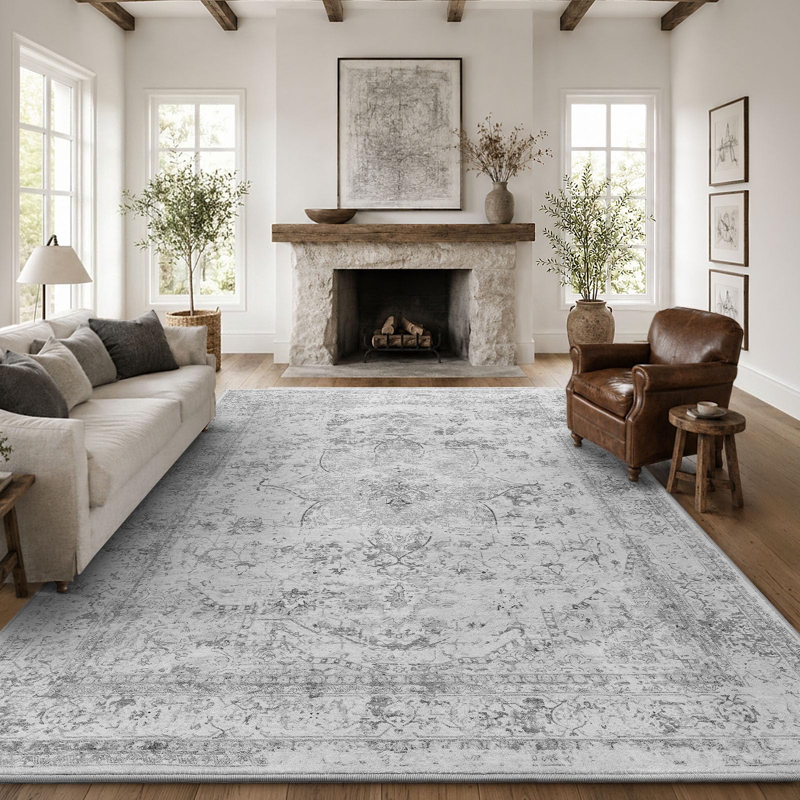 Sour Lemon Washable Large Rugs Living Room Grey 160X230cm Rug for Bedroom — image 1