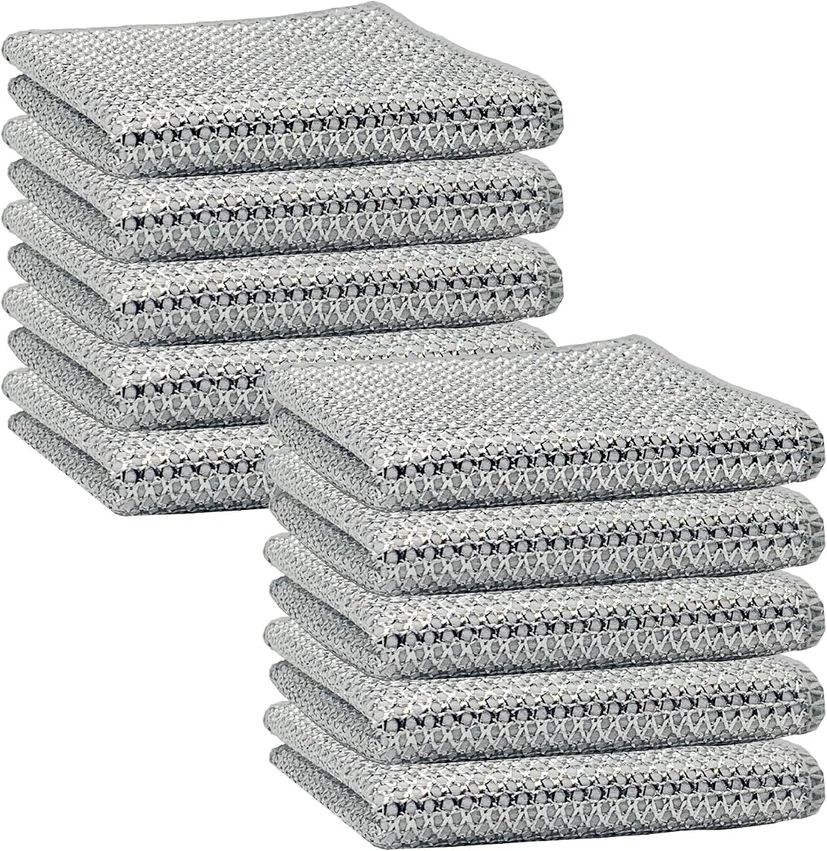 10 PCS New Upgrade 3-Layer Metal Dish Cloth,Non Scratch Wire Dishcloth,Steel Wool Scrubber,Kitchen Cleaning DishRags,Sinks,Dishes,Stove Top.