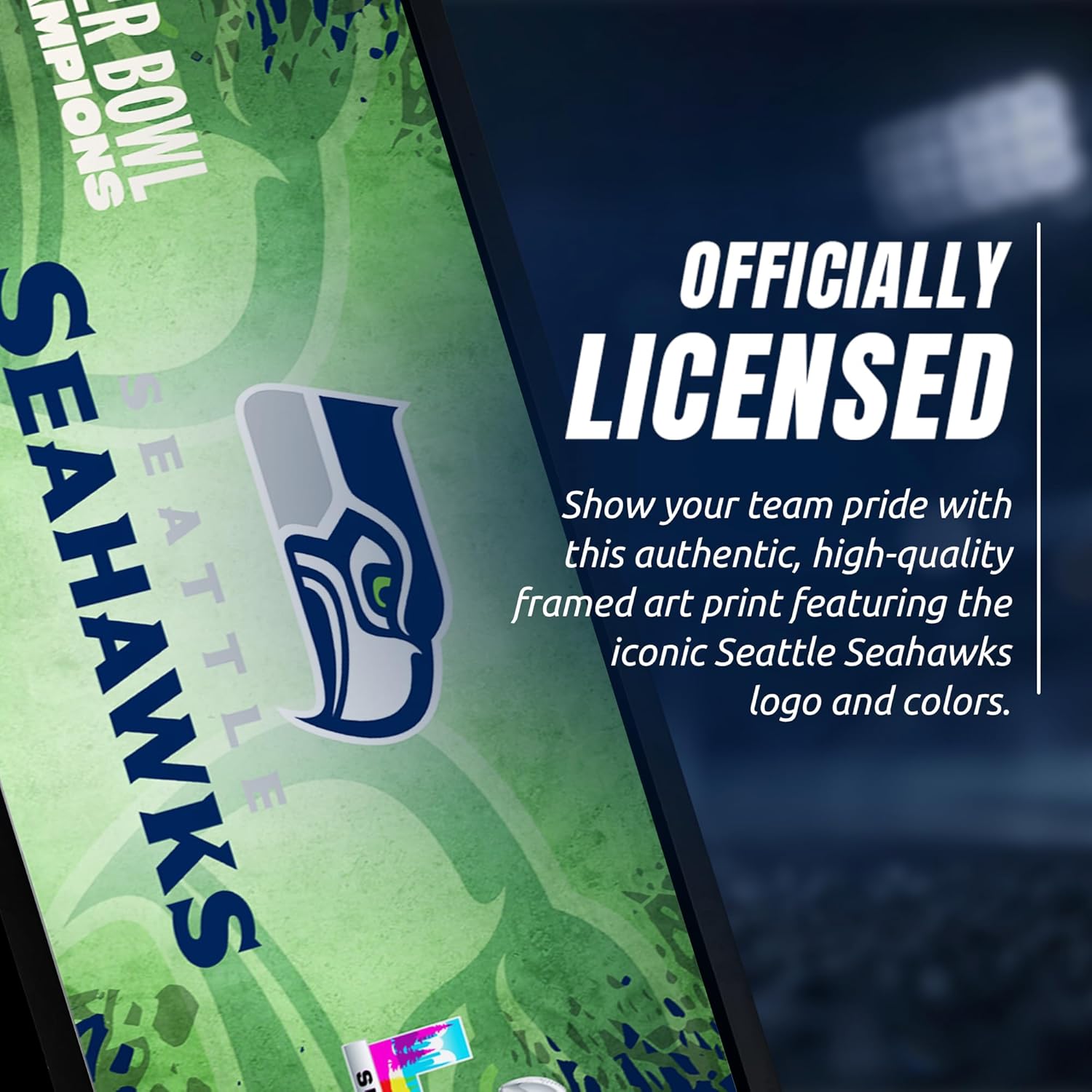 Seattle Seahawks Super Bowl 60 Champions Framed Horizontal Wall Print, Official NFL Football Decor, 8 x 26 - Image 6