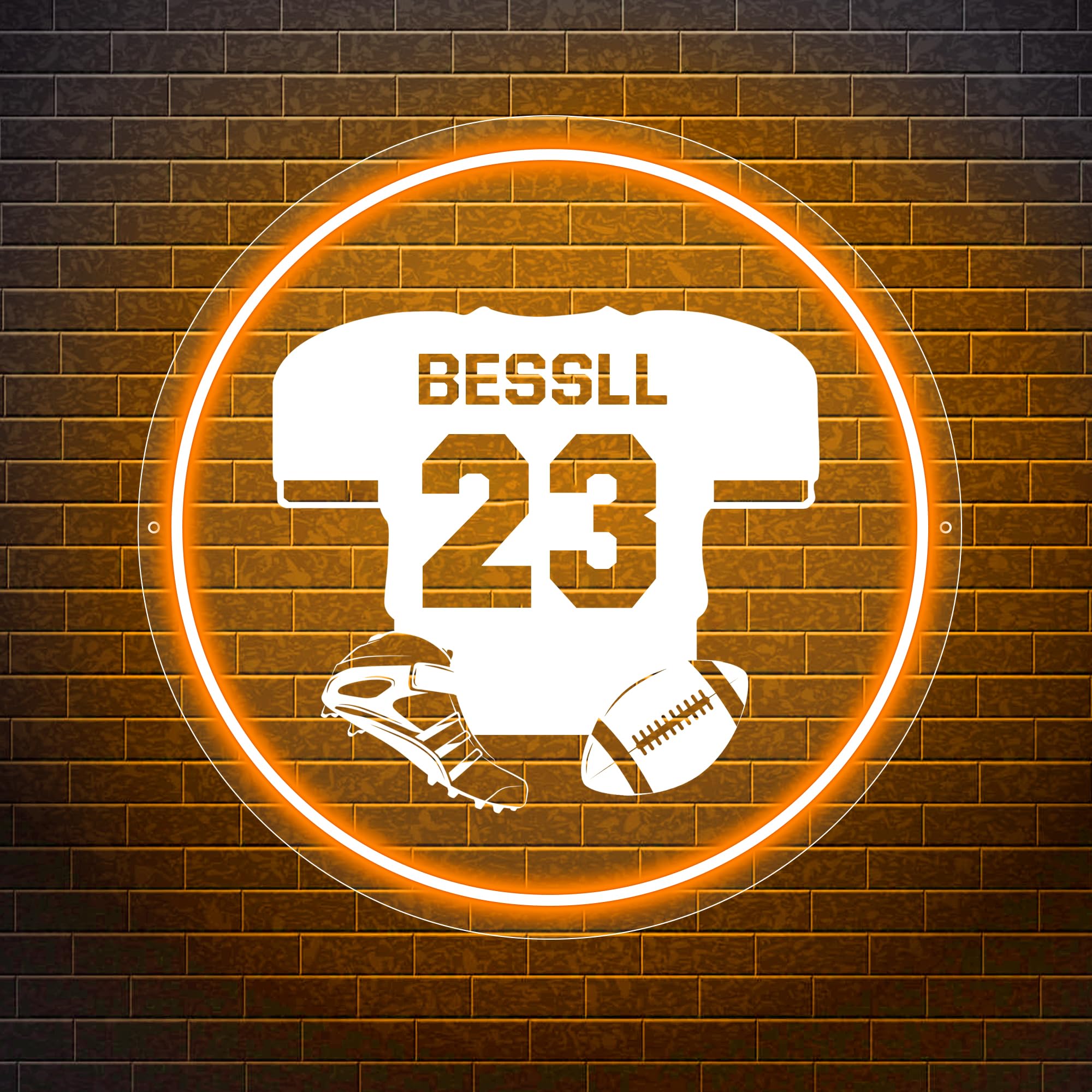 Personalized Soccer Jersey Neon Sign for Wall Decor, Custom Acrylic Football LED Neon Light Pwered by USB, Sports Light Sign for Bedroom Man Cave Bar Party Soccer Club Decor Gifts (Football)