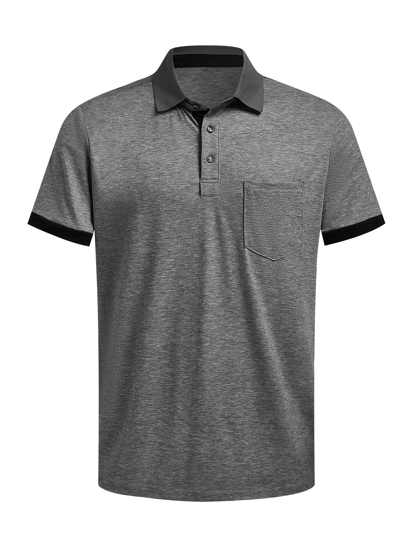 Hardaddy Men's Casual Polo Shirt with Pocket Contrast Color Short Sleeve Business Work Shirts Summer Tees Top Shirt