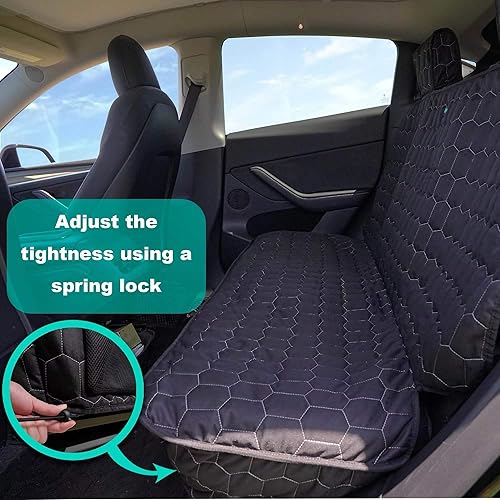 Miniatura 10 de Meginc Fundas de asiento para perro para asiento trasero, forro para mascotas para Tesla Modelo Y, 100% impermeable, protector de asiento trasero