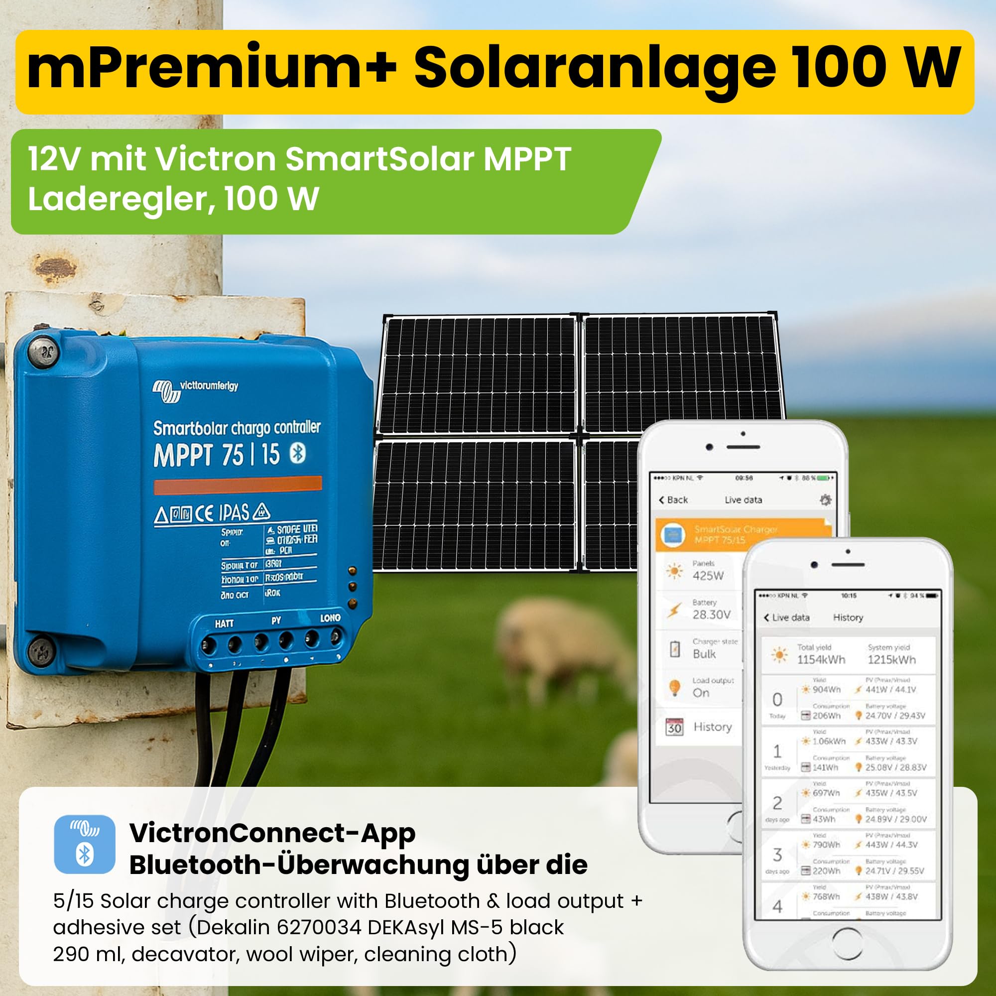 Offgridtec mPremium+ L 100W 12V MPPT Caravan Solaranlage