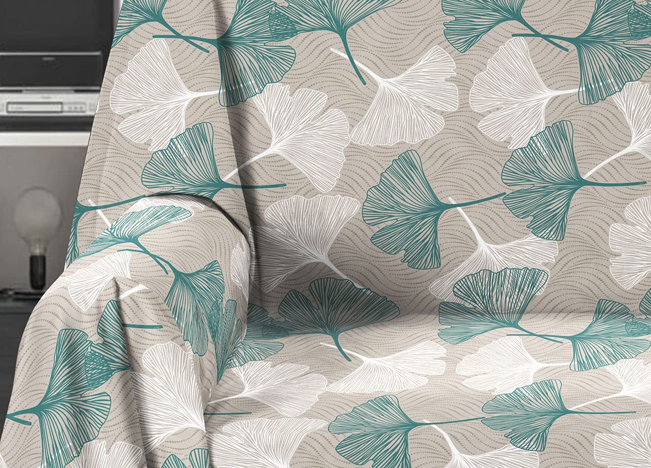 BIANCHERIAWEB Telo Arredo Granfoulard Copritutto Salvadivano 100% Cotone Dis. Ginko Foglie Matrimoniale Verde