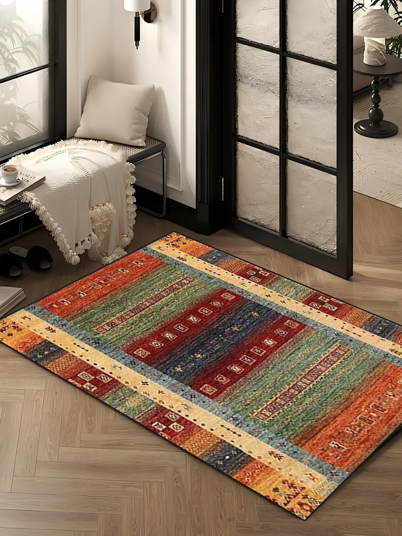 Teppich Läufer Flur Lang, rutschfest 90x200cm Küchen Teppich, Waschbar Teppichläufer Flurteppich für Korridor Wohnzimmer, Küche, Anpassbar