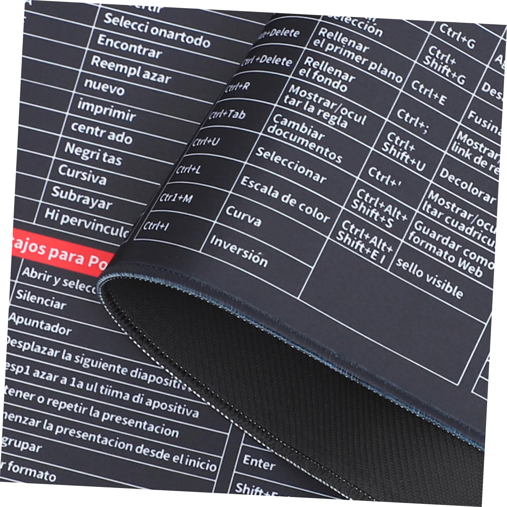 TEHAUX Alfombrilla de Ratón para Escritorio Grande Base de Goma, Atajos de Excel en Español, Antideslizante para Oficina y Gaming, 300x800x3mm