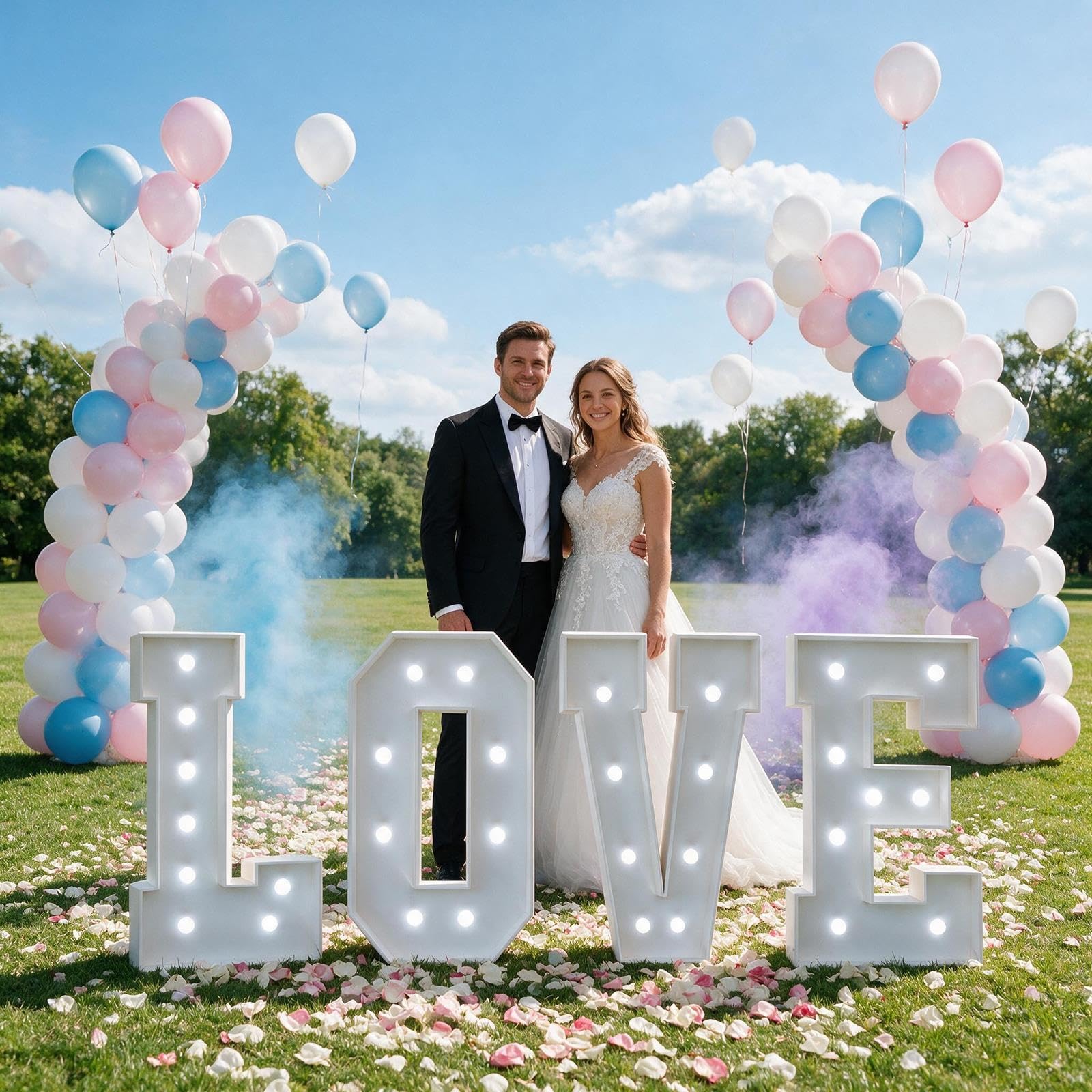LOVE Leuchtbuchstaben Marquee LED Beleuchtete Schilder Empfang Deko | KT-Schaumplatte Vorgecutt, Leichter Aufbau, Kabellos, Leicht, for Polterabend Deko(Cool white,100cm)