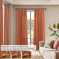 Vista 6 de Orange Linen Curtains 72 Inch Length for Living Room 2 Panels Set Back Tab Loop Pocket Semi Sheer Copper Brown Burnt Orange Curtains for Bedroom