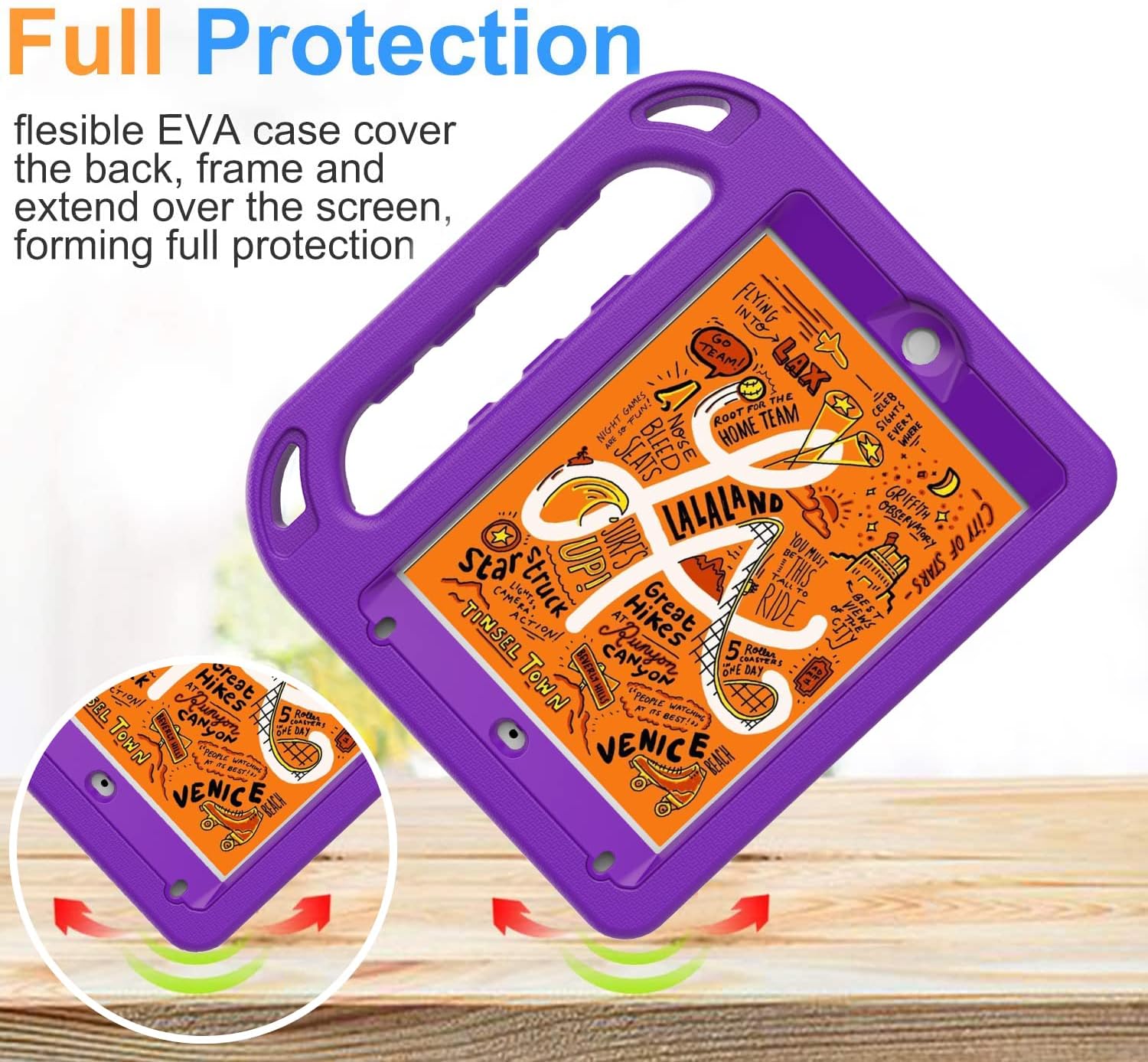 BMOUO Kids Case for New iPad Mini 5 2019 / Mini 4 2015 - Built-in Screen Protector, Shockproof Light Weight Handle Convertible Stand Case Cover for New iPad Mini 5th Generation 2019 - Purple