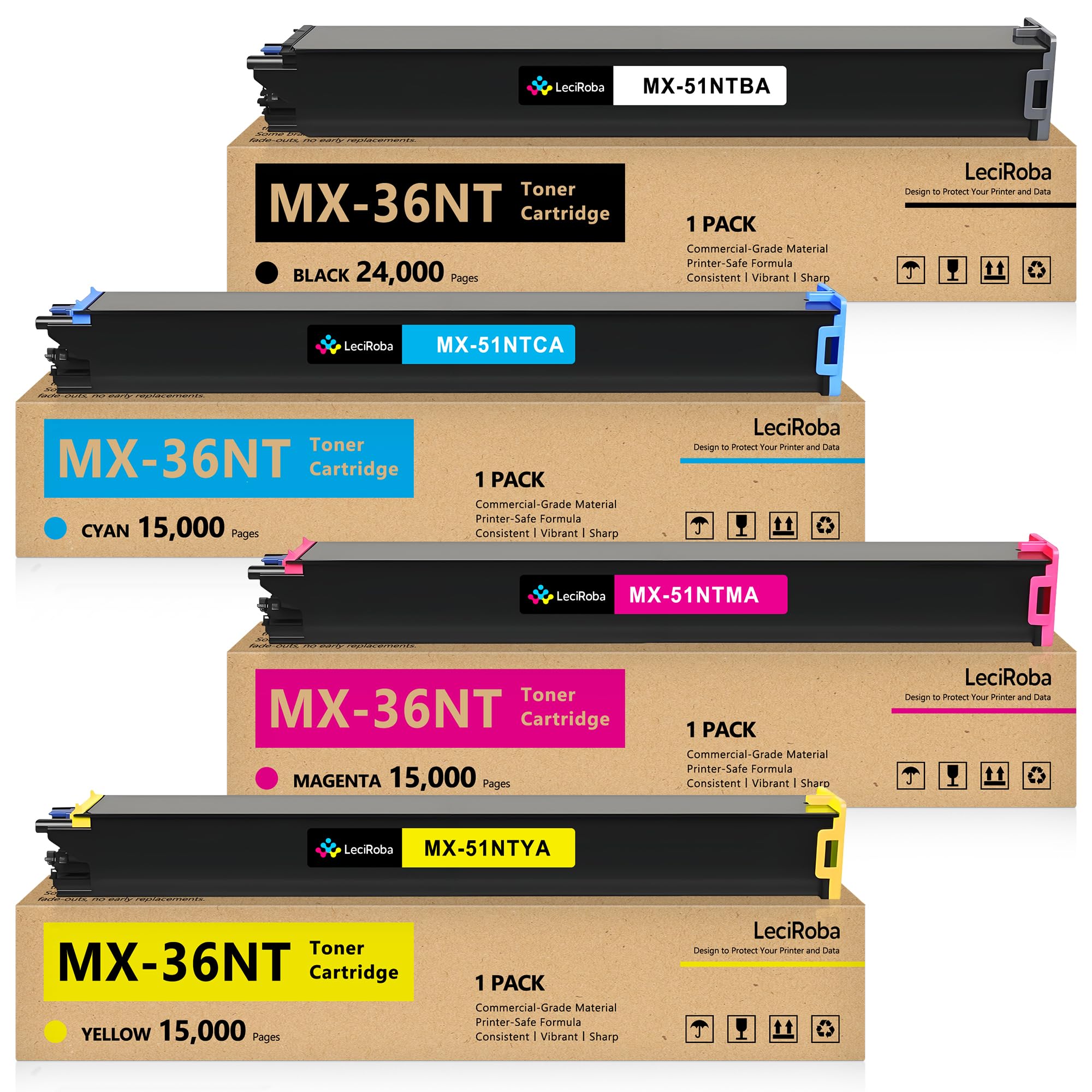 LeciRoba MX-36NT Toner Cartridge Replacement for Sharp MX-36 MX-36NTBA MX-36NTCA MX-36NTMA MX-36NTYA for Sharp MX-2610N 2615N 2640N 3110N 3140N 2615NC