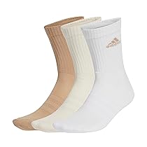 adidas Unisex – Adulto Cushioned Crew Socks 3 Pairs, White, Wonder White, Warm Sandstone, 10.5-12.5