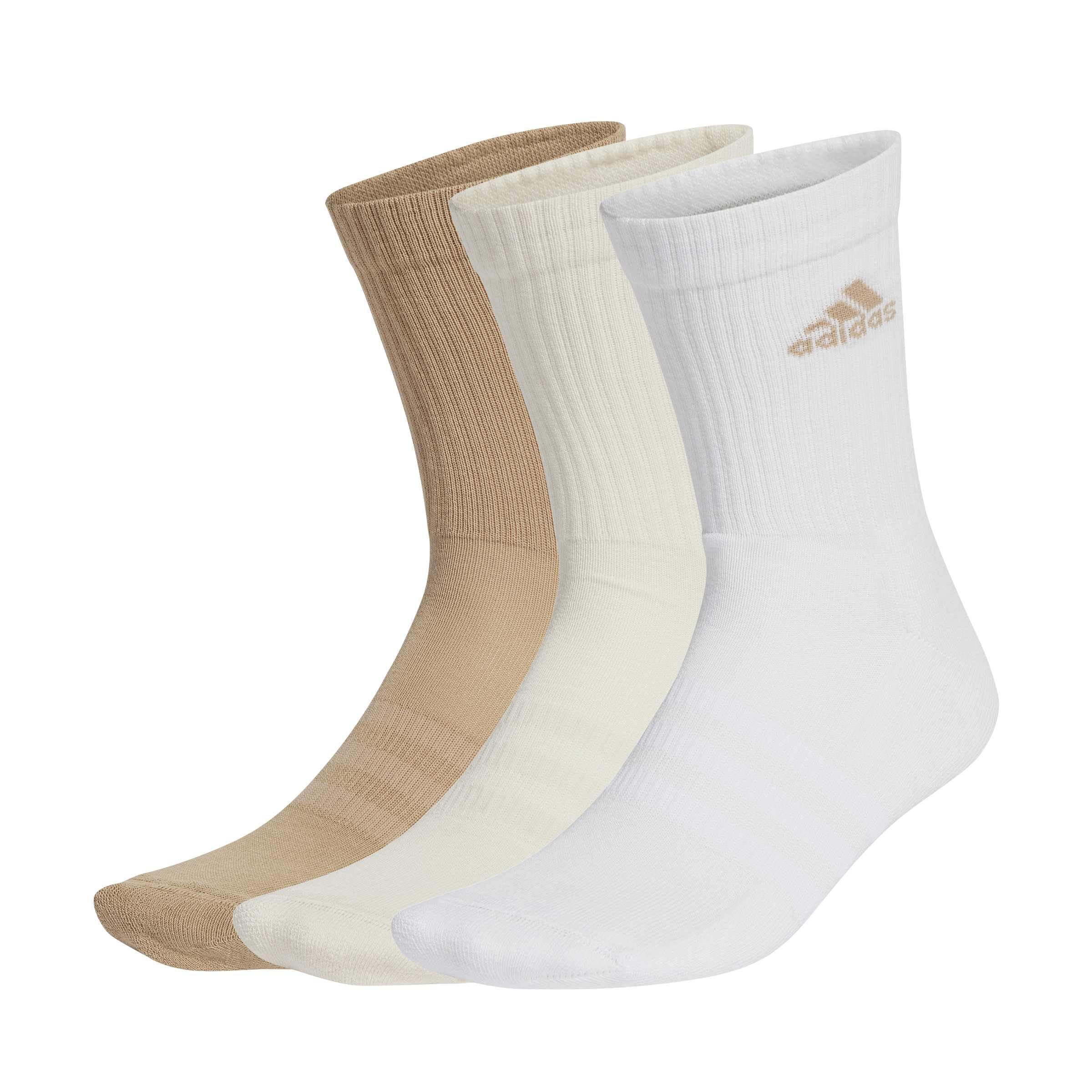 adidas CUSHIONED SPORTSWEAR CREW SOCKS 3 PAIR PACK, calze uomo Unisex - Bambini, white/wonder white/warm sandstone,