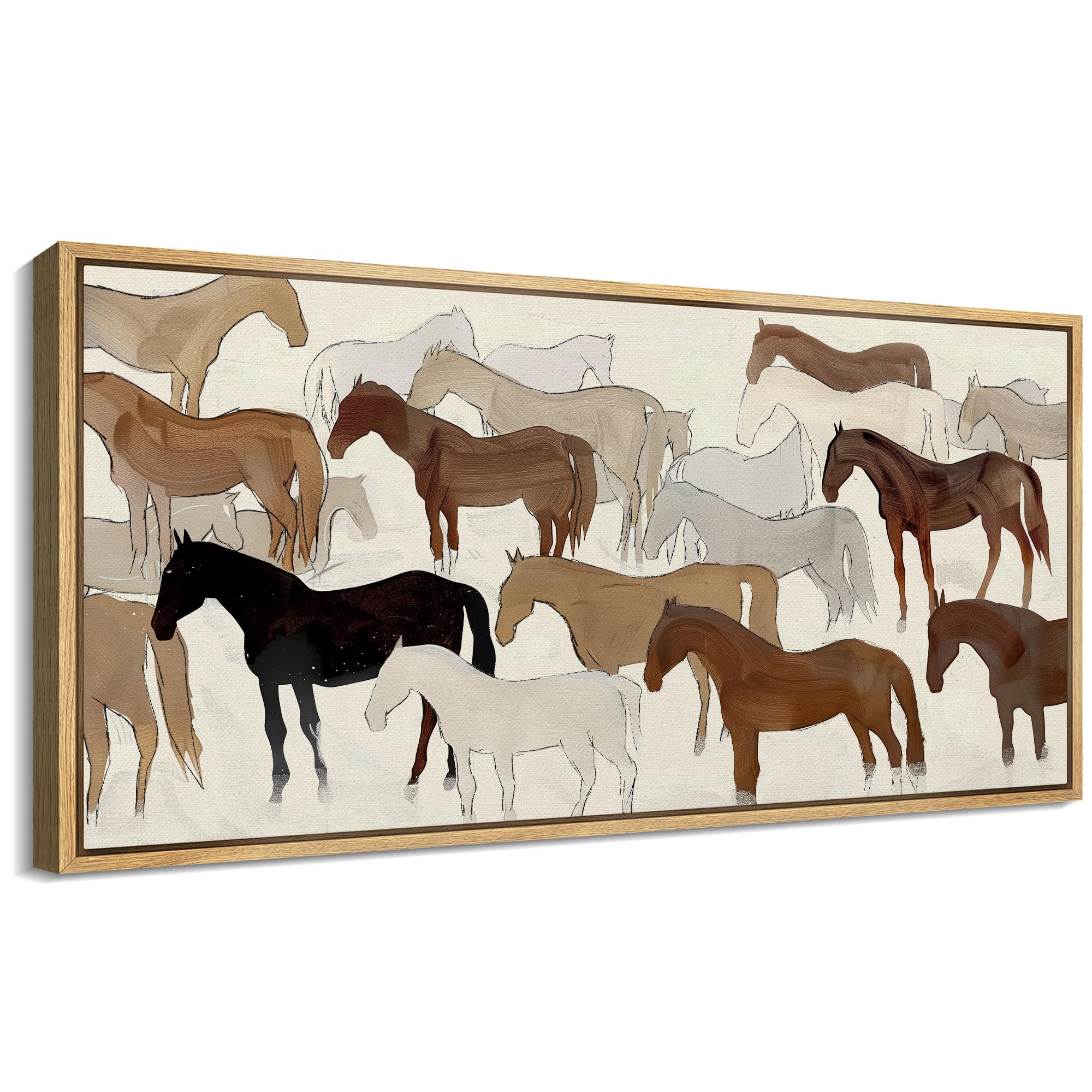 SIGNFORD Extra Large Framed Canvas Print Abstract Horses