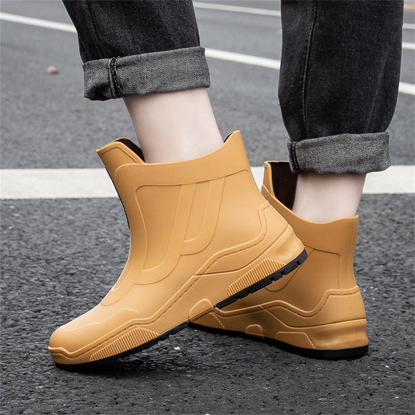 Scarpe da pioggia da uomo e da donna, in gomma, casual, alla moda, per attività all'aperto, lavoro, pesca, lavaggio auto, cucina, non sovrascarpe, blu, 43