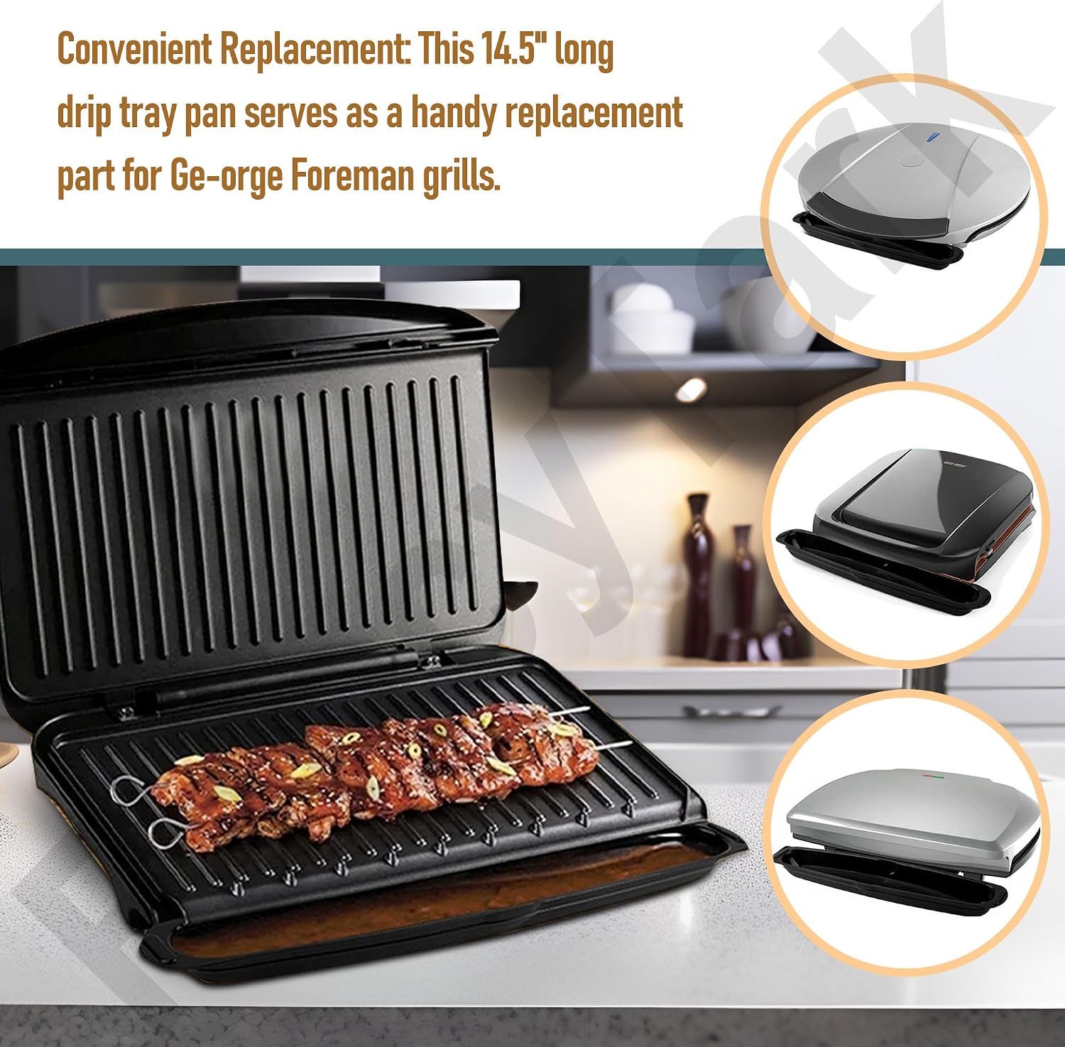 14.5" Long Grill Oil Grease Catcher Drip Tray Pan for George Foreman Grill image 4