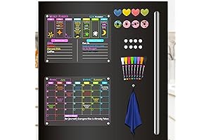 Acrylic Calendar for Fridge - Magnetic Calendar Set for Refrigerator (2-Pack Monthly...