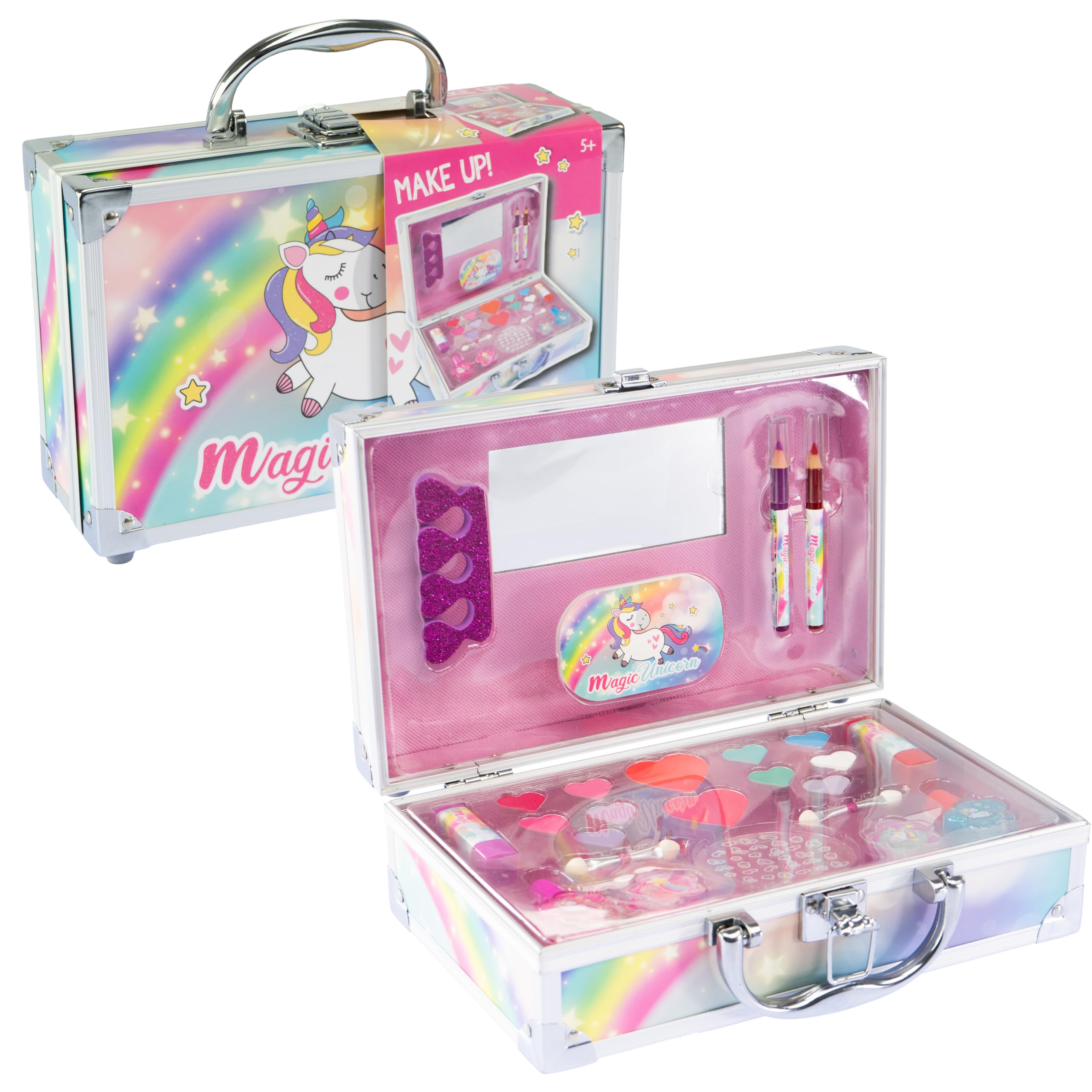 Nice Group - Magic Unicorn Case Make Up, Valigetta con Specchio e Set di Trucchi per Bambini