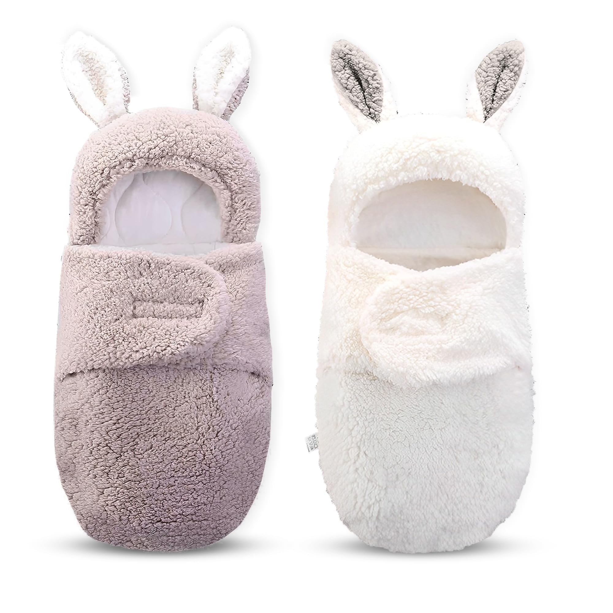 ELECDON Baby Swaddle Blanket, 2Pcs Ultra-Soft Plush Essential for Infants 0-6 Months, Receiving Sleeping Sack, Ideal Newborn Registry Toddler Boy Accessories, Perfect (Grey+White)