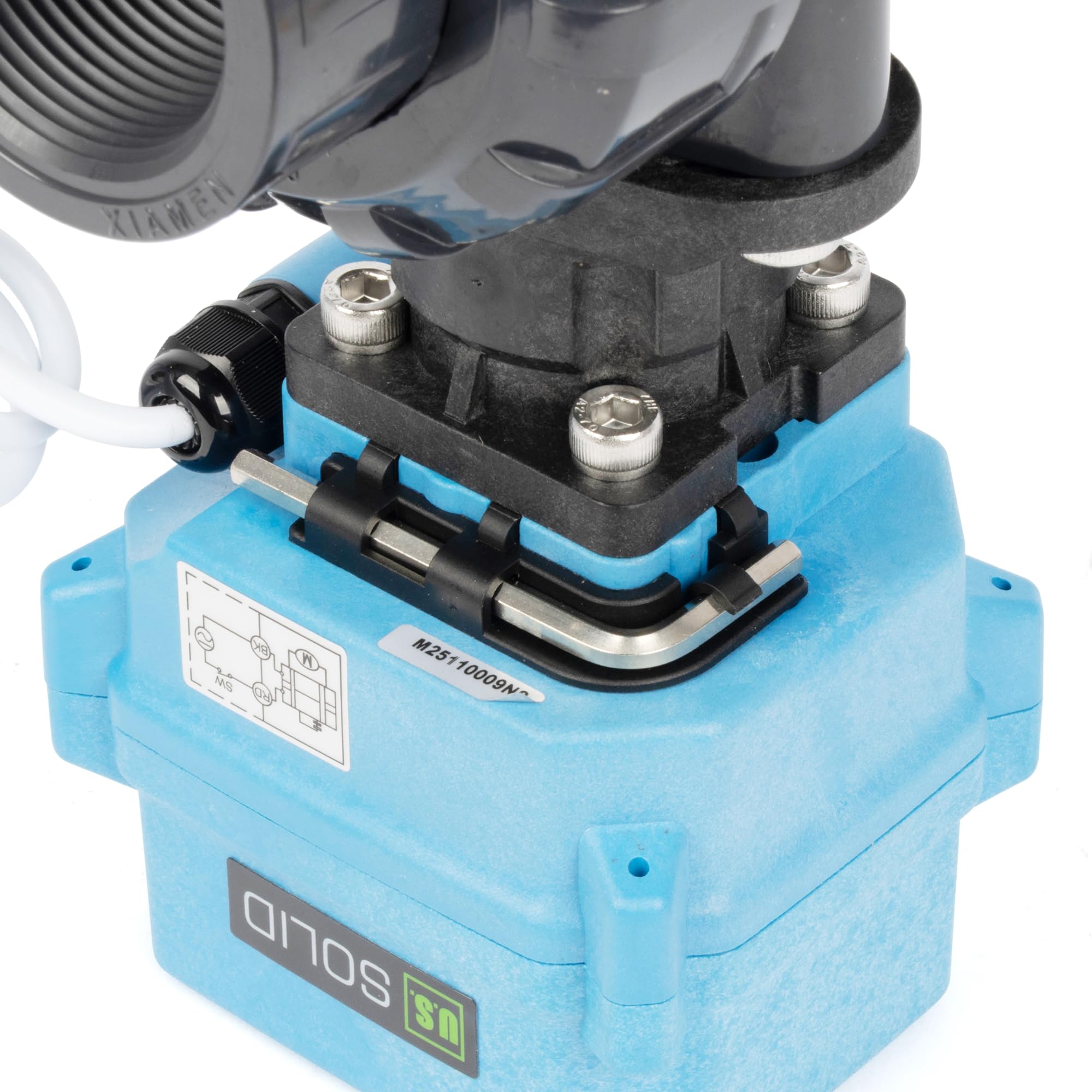 U.S. Solid Robinet à boisseau sphérique électrique UPVC 3,8 cm, filetage G, 9-24 V AC/DC, retour automatique à 2 fils, IP67, fermé sans courant avec réinitialisation manuelle pour systèmes d'eau et