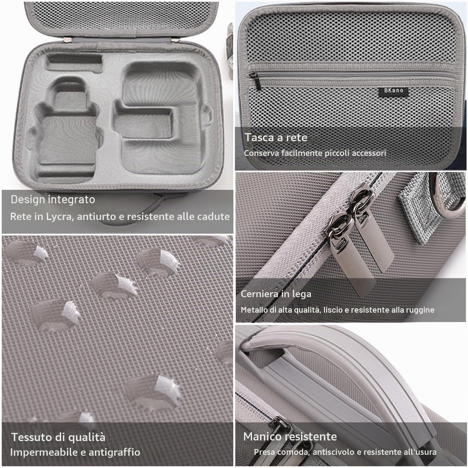 Custodia per DJI Mini 4K, Mini 2 SE/2 Drone – Borsa rigida compatta e impermeabile con tracolla, protezione antiurto – Grigio (Solo custodia)