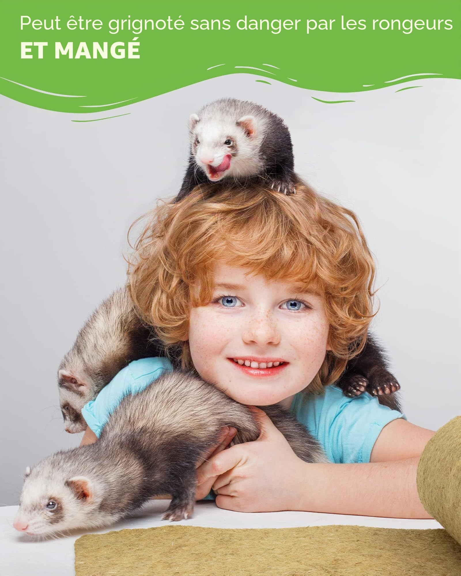 Tapis pour rongeurs en 100 % chanvre sur rouleau de 25 m de long, 50 cm de large, 5 mm d'épaisseur, tapis de chanvre pour tous les types de petits animaux