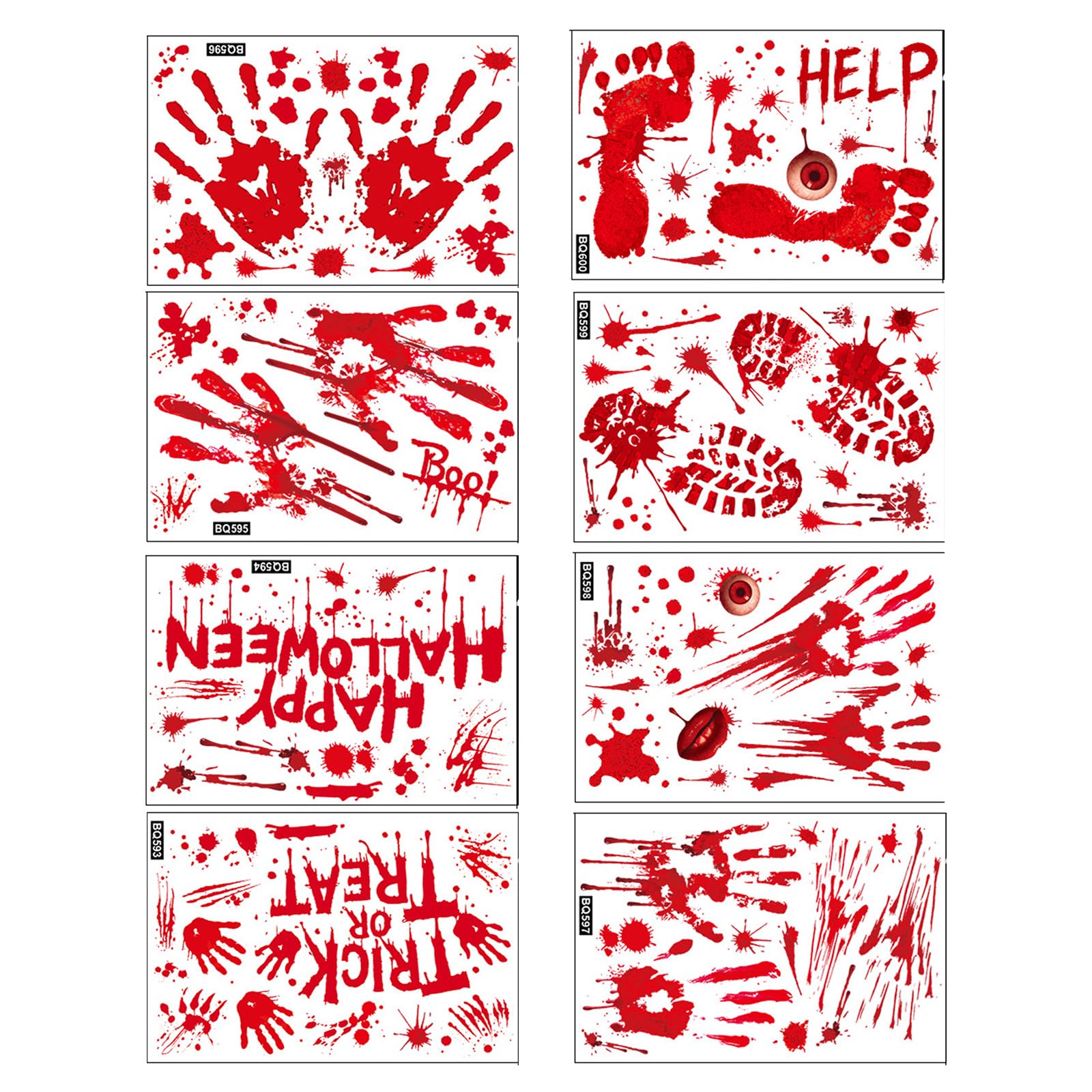 Nucelit Halloween Sticker 8 Sheets Bloody Handprint Footprint Decal Clings for Glass Door Mirred Window Decorations Bloody Handprints and Footprint Window Decorations