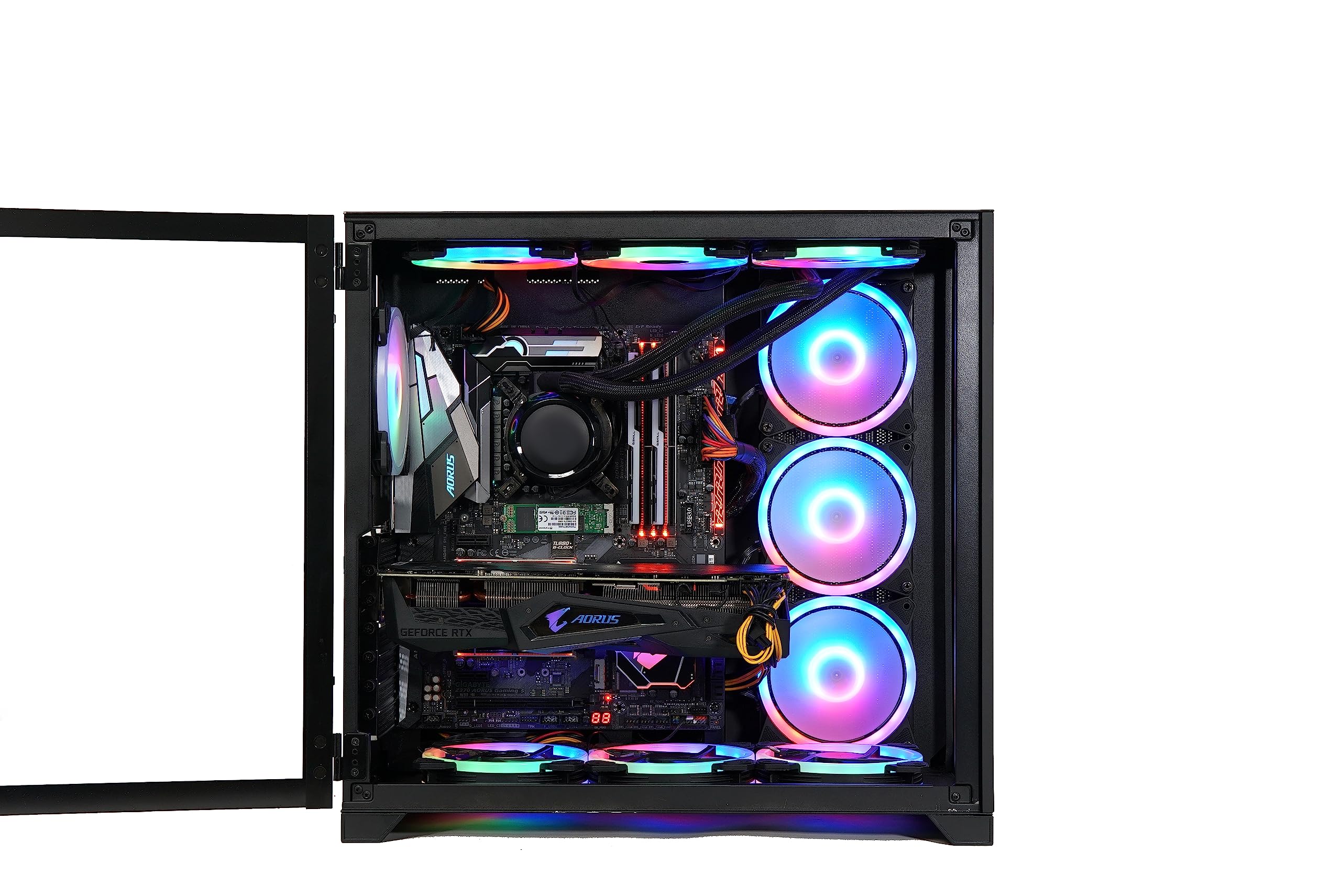 Talius Caja Gaming PC Zeus/Cronos Black. Ventana Cristal Templado Frontal y Puerta Lateral. Estructura Modular Doble Cámara. USB 3.0
