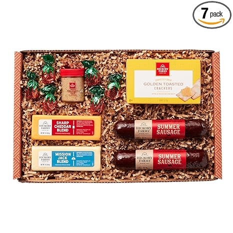 Hickory Farms Farmhouse Meat & Cheese Food Gift Basket (Small) - Box Set | Charcuterie Board Food | Summer Sausage | Father's Day | Mother's Day | Easter | Christmas | Holiday | Housewarming | Gourmet | Sympathy | Care Package