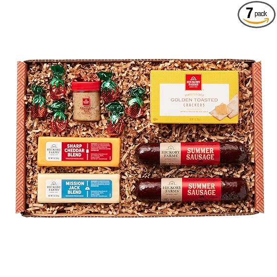 Hickory Farms Farmhouse Meat & Cheese Food Gift Basket (Small) - Box Set | Charcuterie Board Food | Summer Sausage | Father's Day | Mother's Day | Easter | Christmas | Holiday | Housewarming | Gourmet | Sympathy | Care Package
