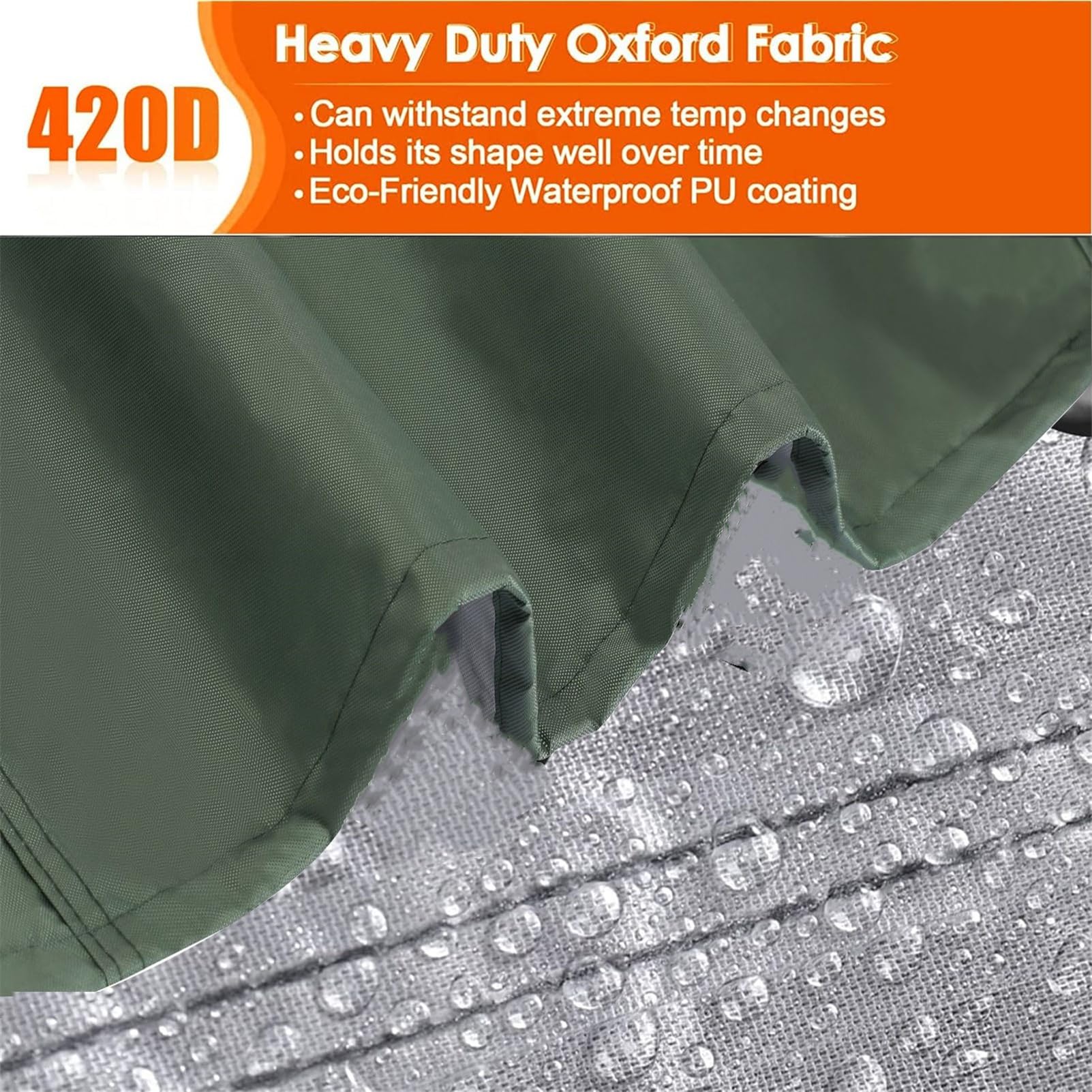 Heavy-Du 420D - Copridivano impermeabile L-S antivento e resistente ai raggi UV, in pelliccia, ecologico, 286 x 222 x 78 cm, colore verde, per esterni