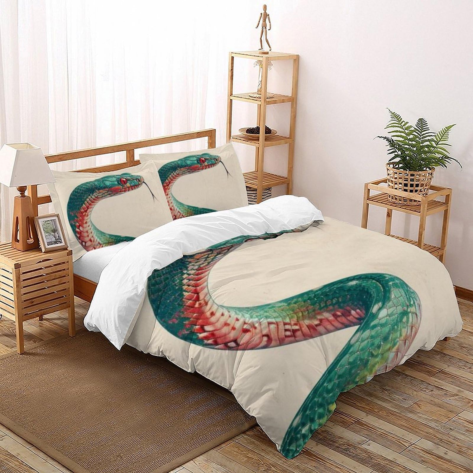 Housse de couette serpent microfibre animaux land 200x200cm housse de couette imprimé 3D lit double